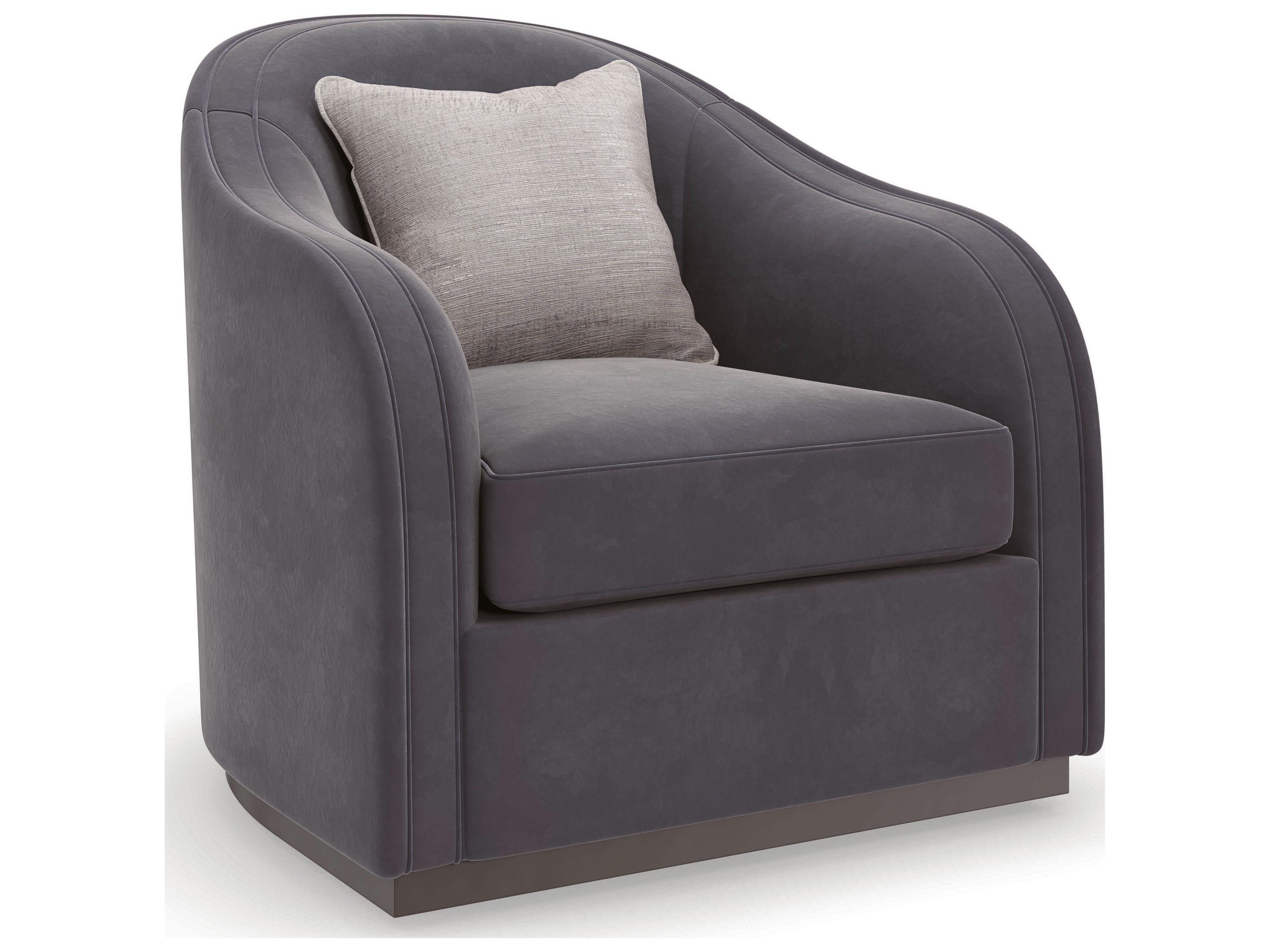 Caracole Upholstery Eclipse Swivel Gray Fabric Accent Chair