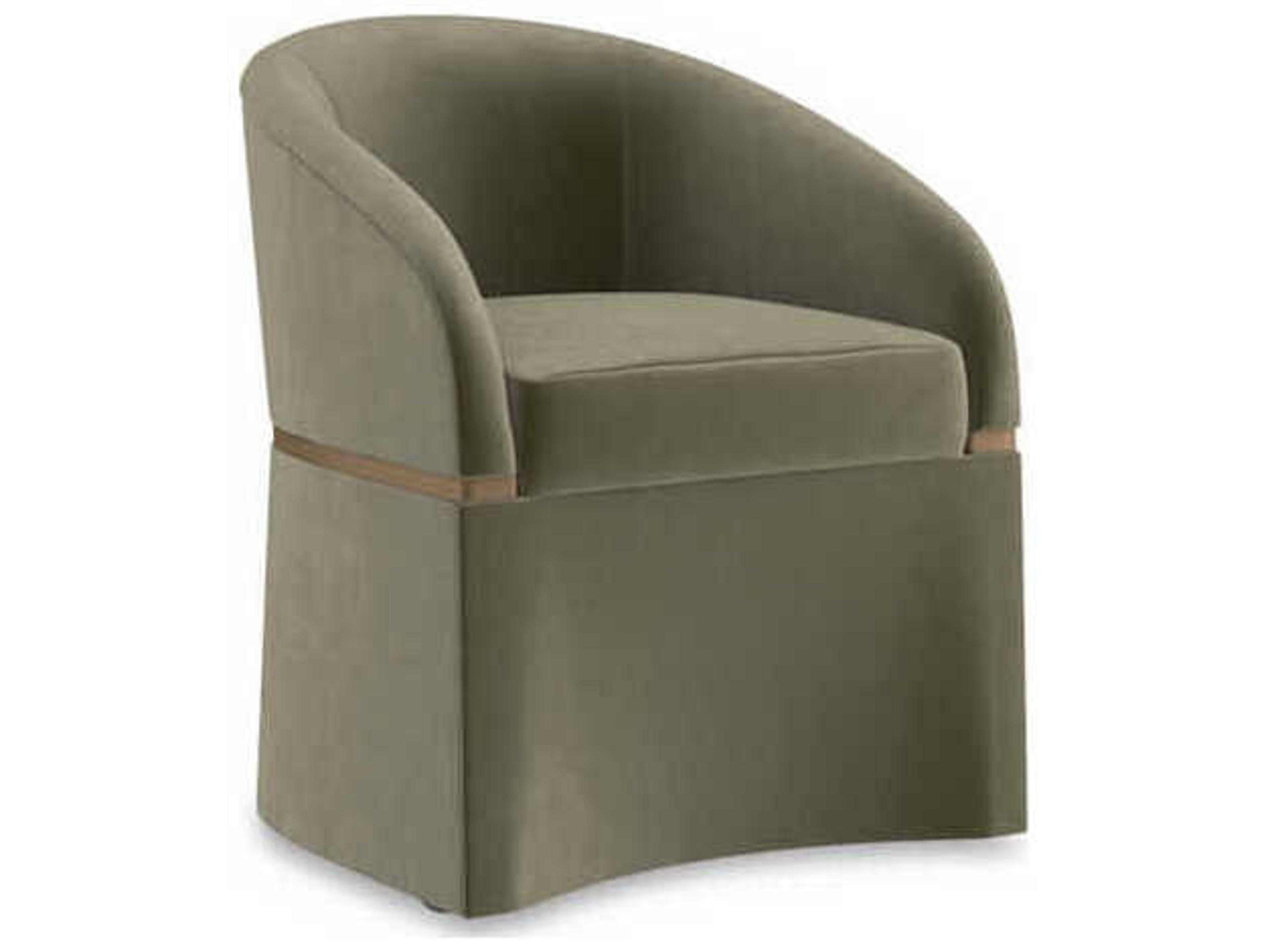 Caracole Upholstery Dune Birch Wood Green Upholstered Arm Dining Chair