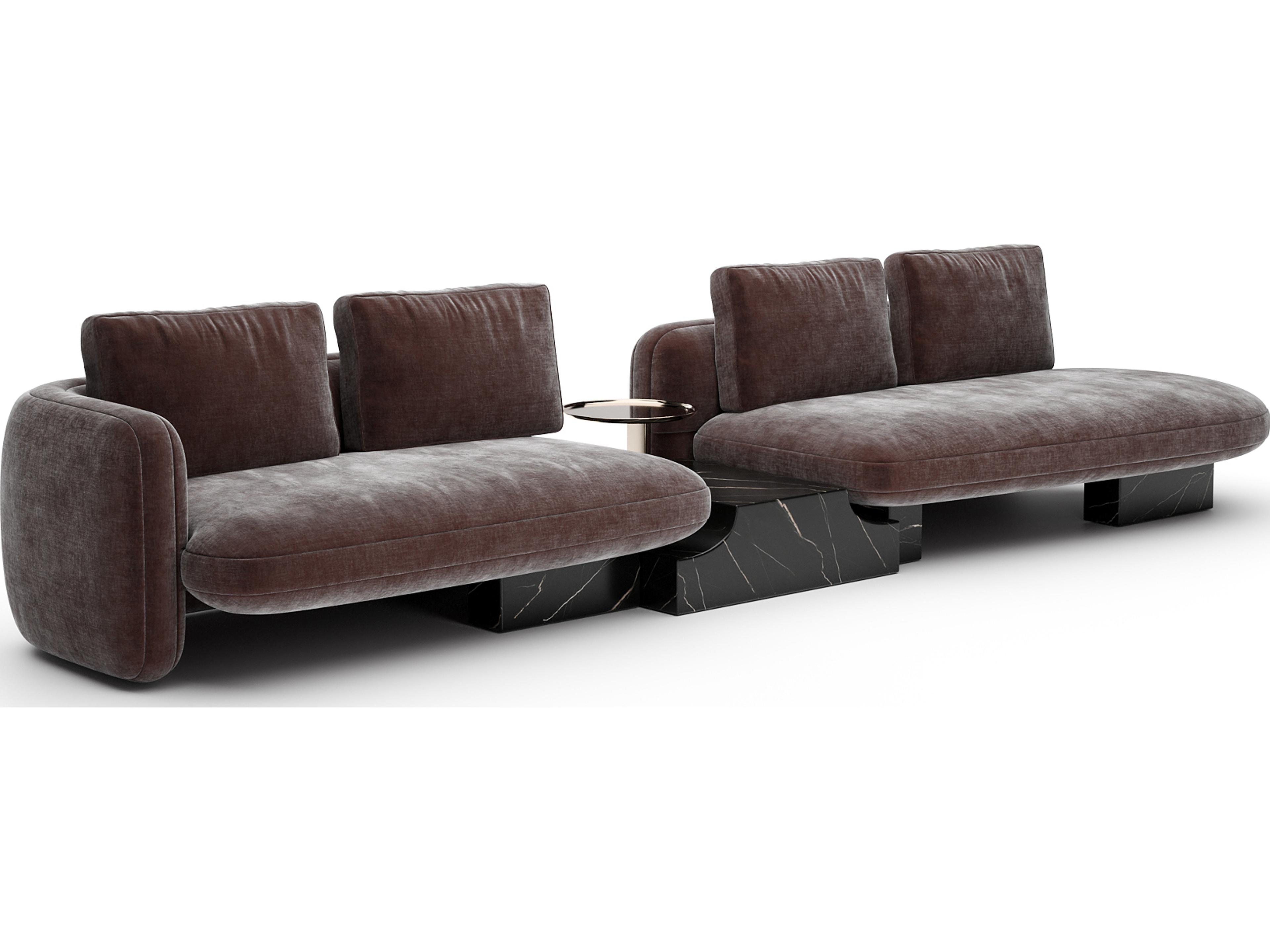 Caracole Overlap Brown Upholstered Sectional Sofa