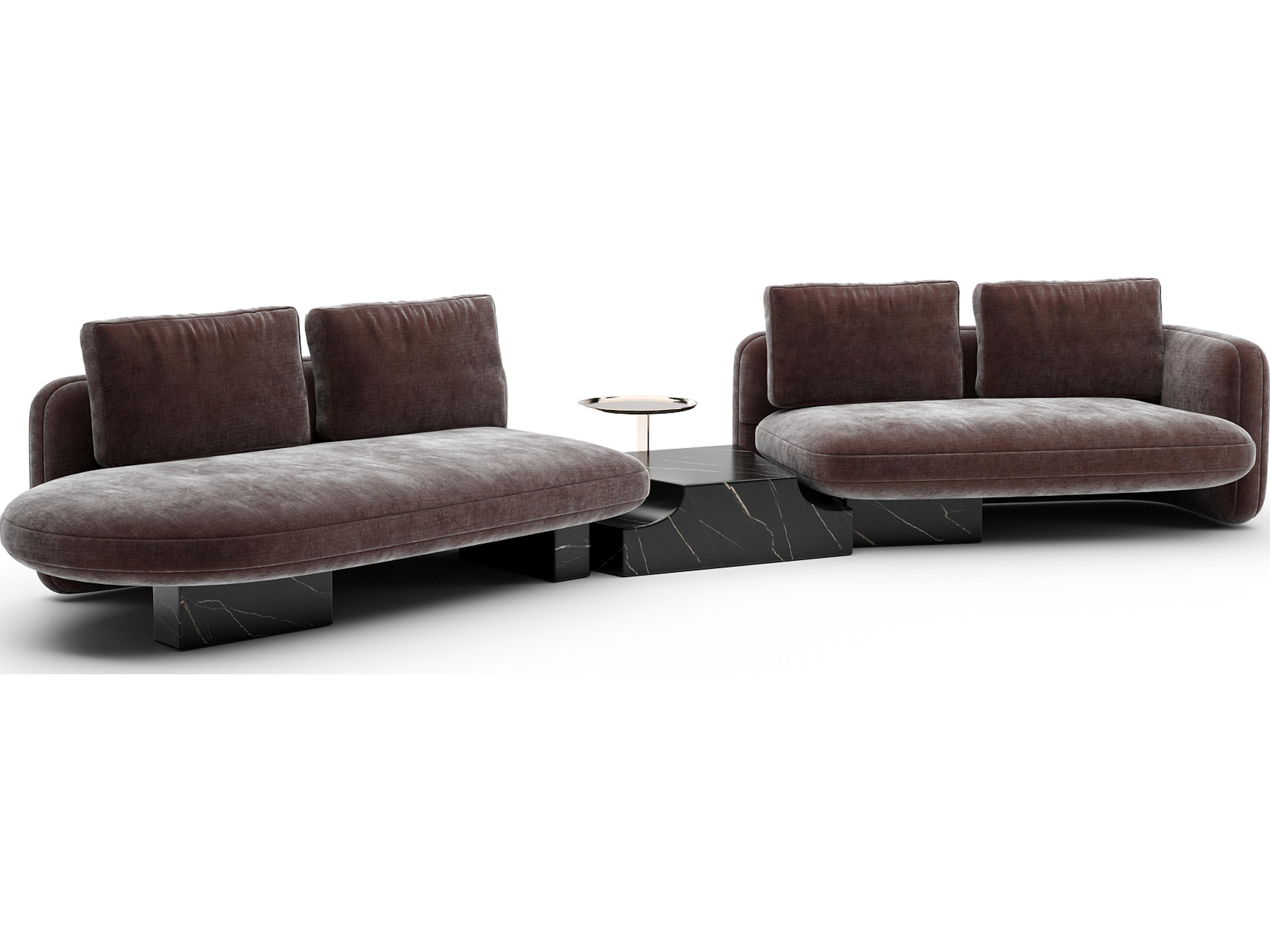 Caracole Overlap Brown Upholstered Sectional Sofa