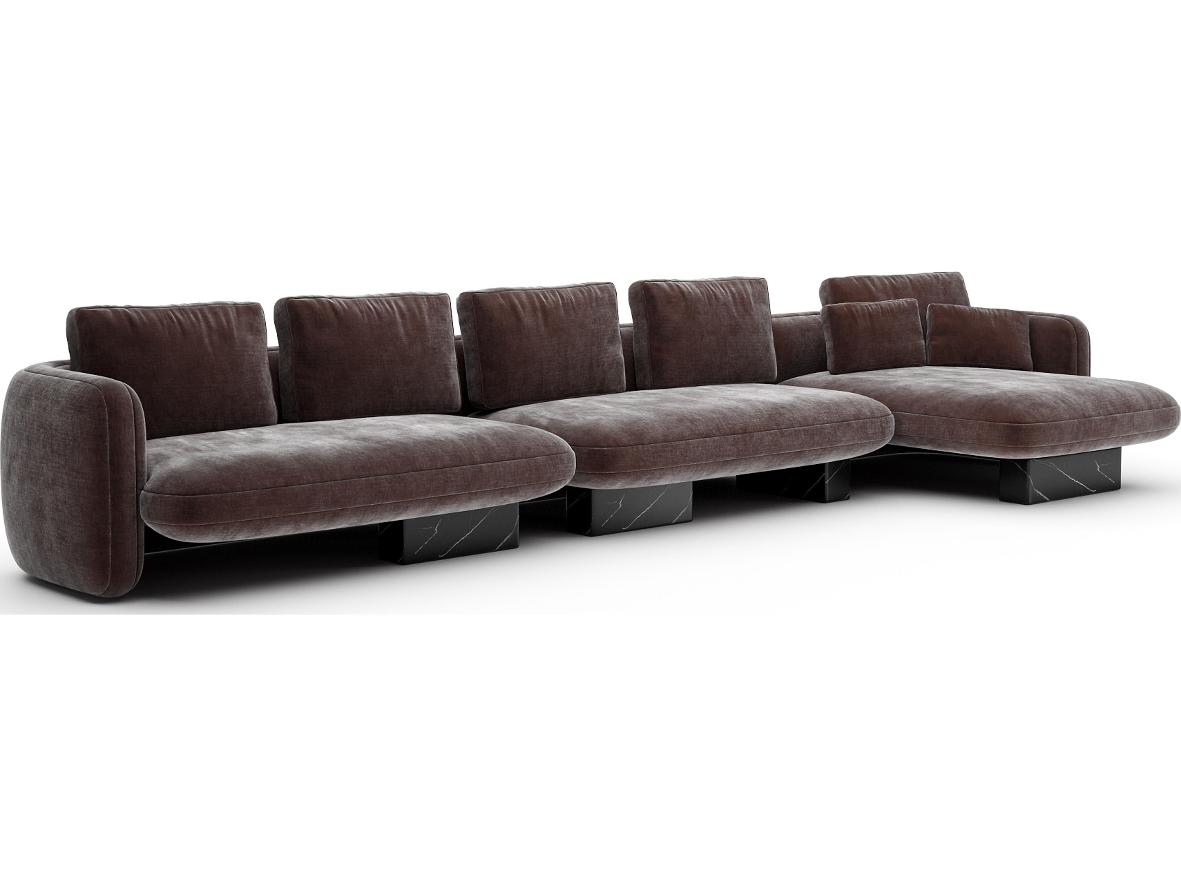 Caracole Overlap Brown Upholstered Sectional Sofa
