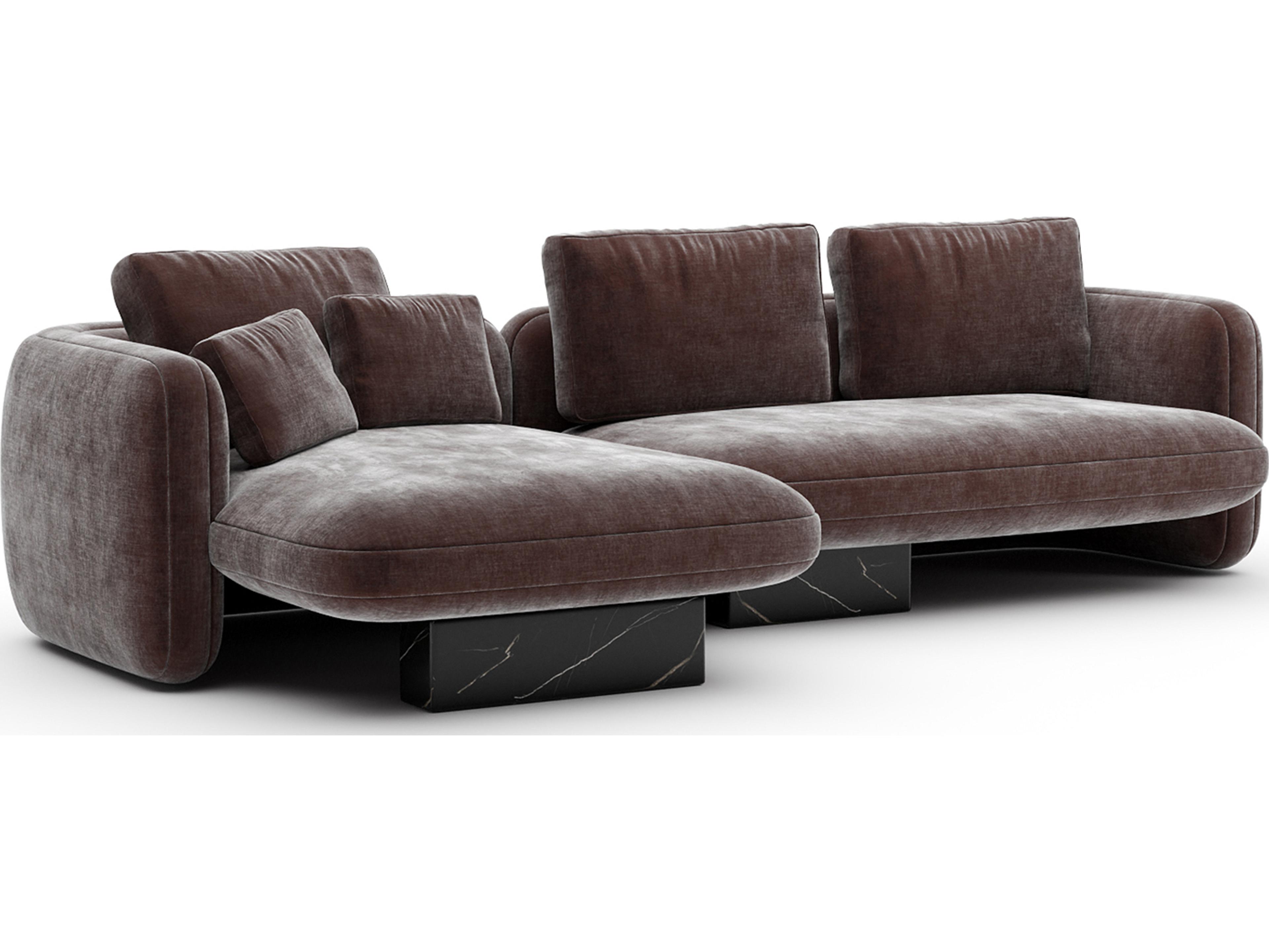 Caracole Overlap Brown Upholstered Sectional Sofa