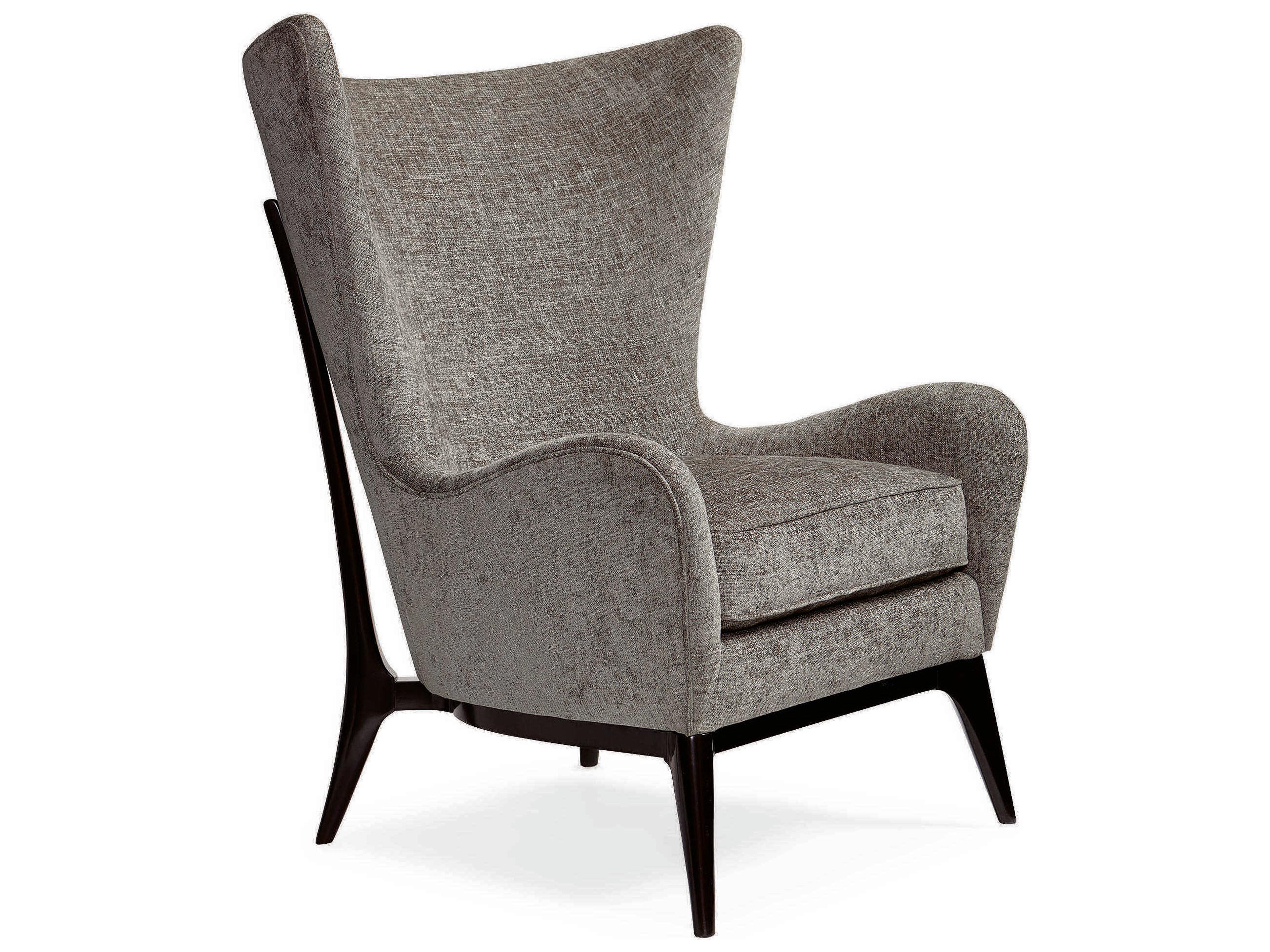 Upholstery Whats New Pussycat? Mid Century Wingback Gray Fabric Accent Chair