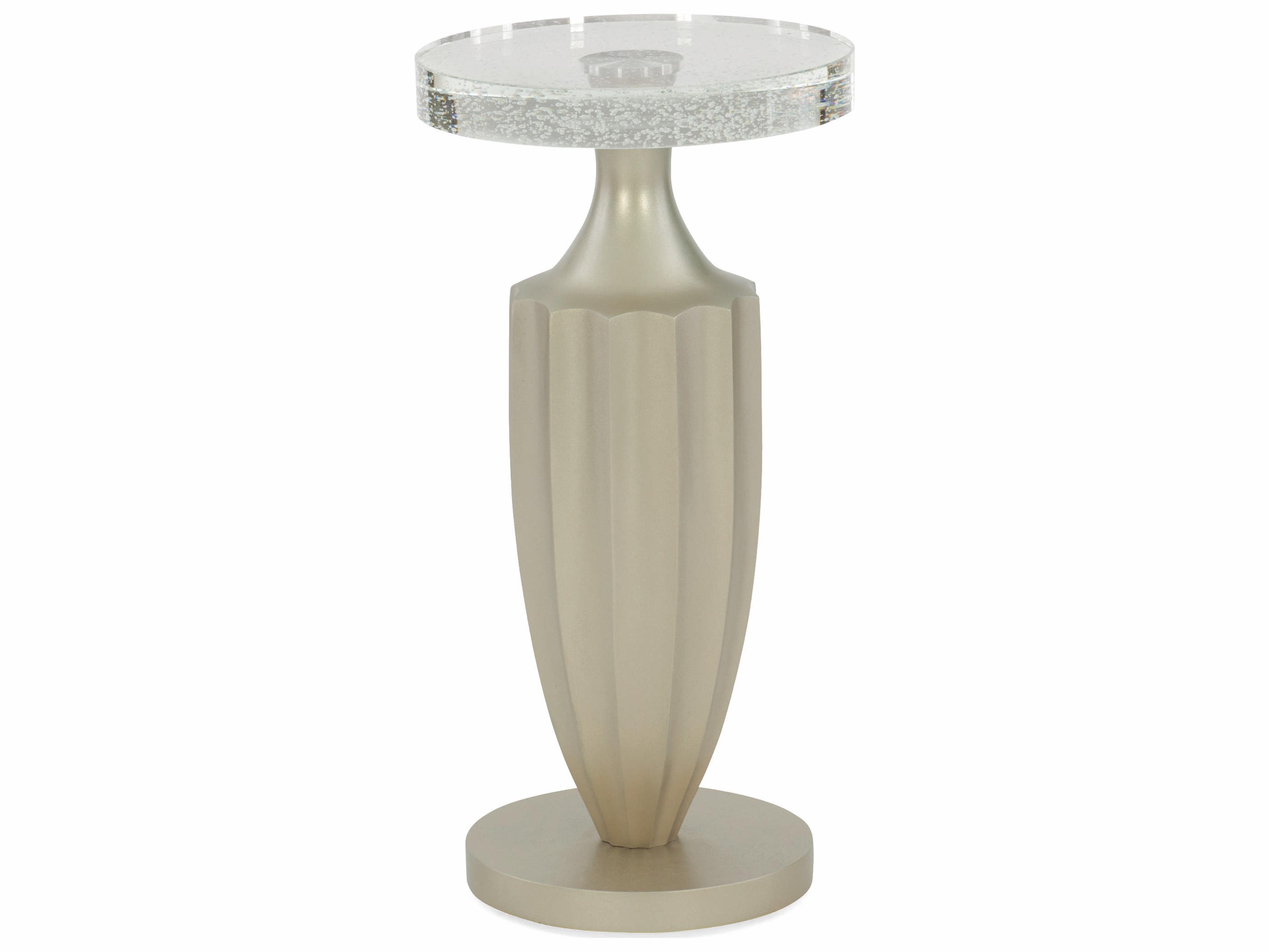 Caracole Uptown Just a Little Jazz Bubble Round Bubbled Glass With Jazzy Taupe End Table