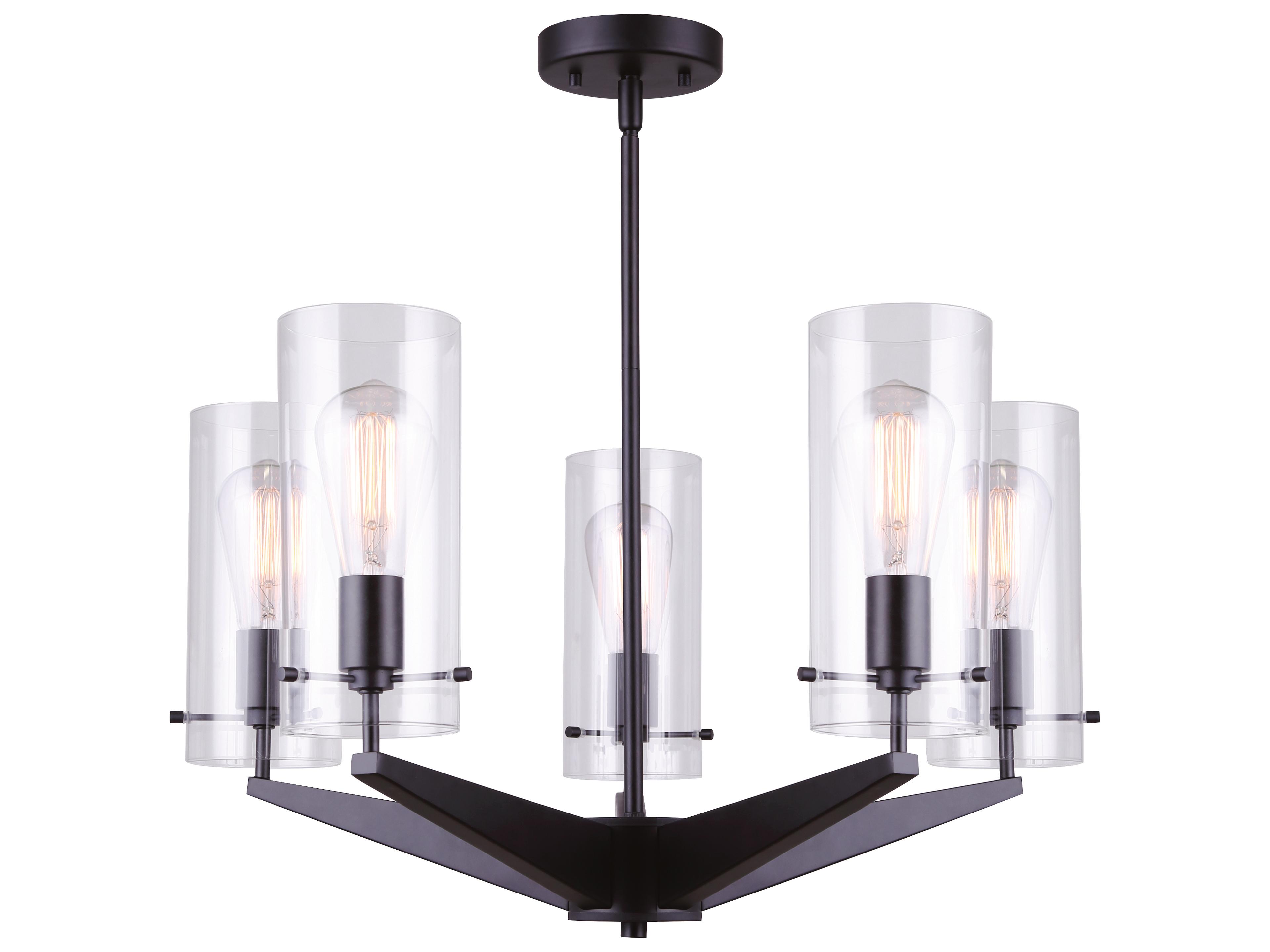 Canarm Joni 5 -light Black Cylinder Chandelier