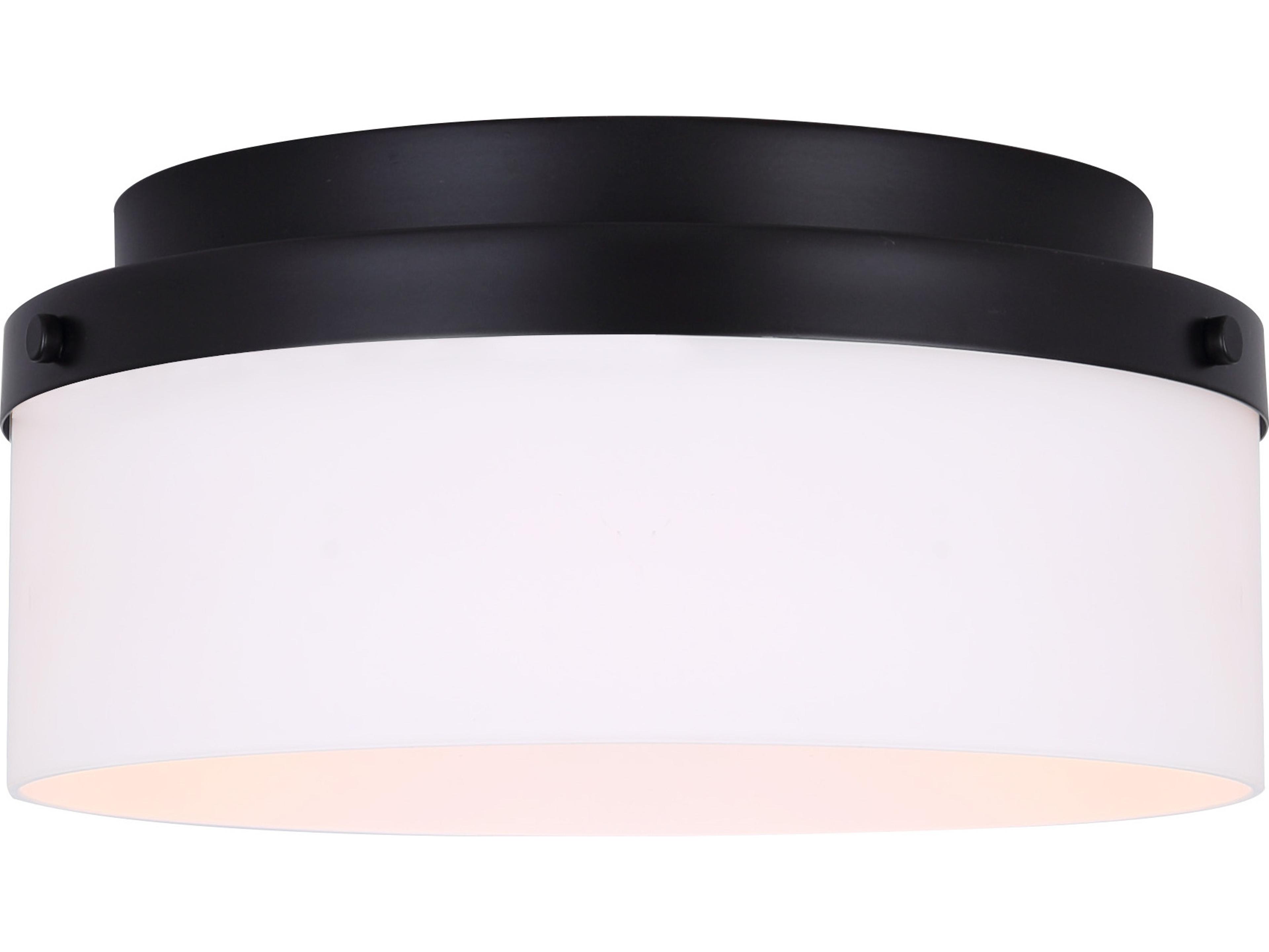 Canarm Malloy 2 -light Black Drum Flush Mount