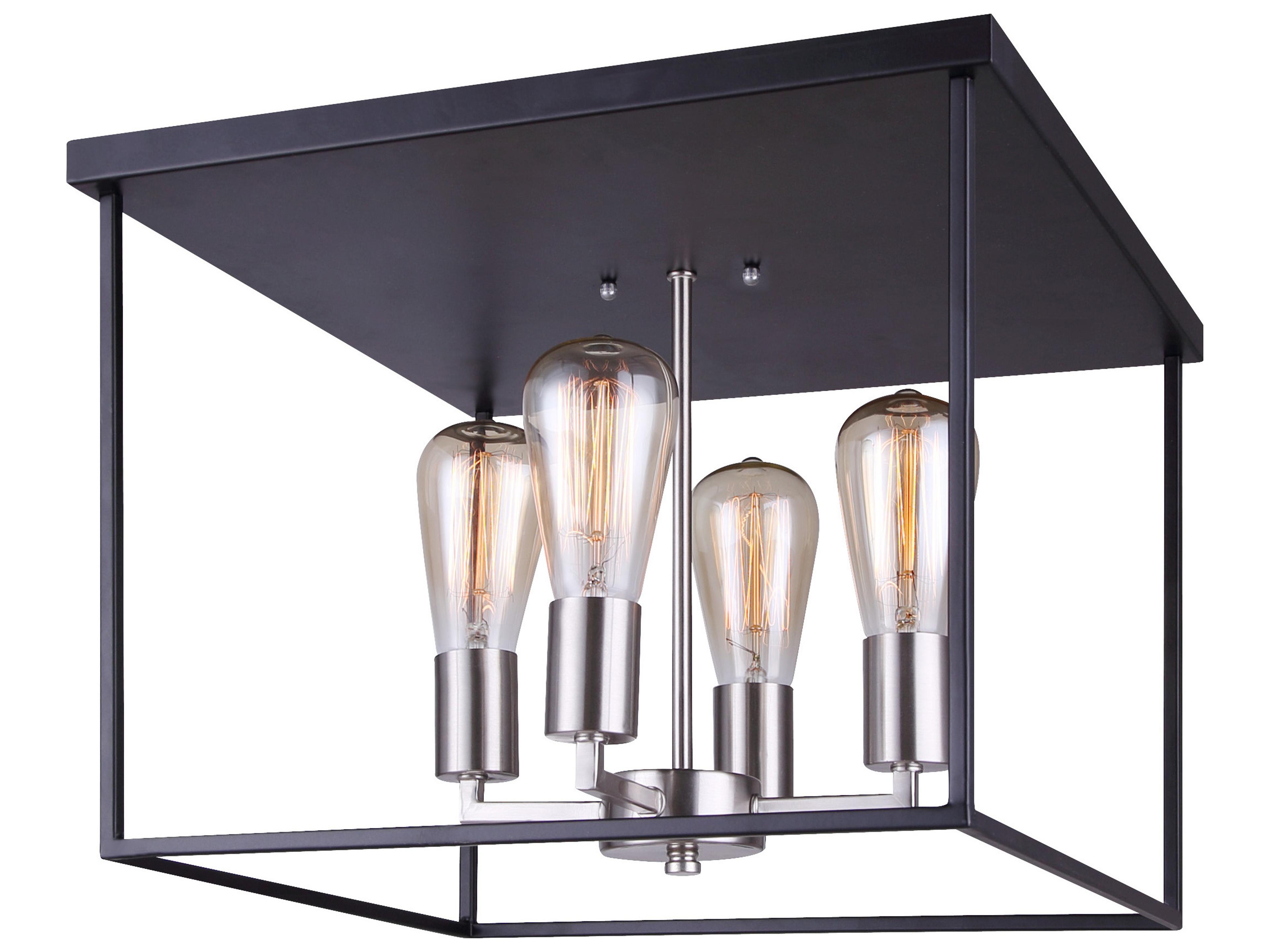 Canarm Roy 4 -light Black Geometric Semi Flush Mount