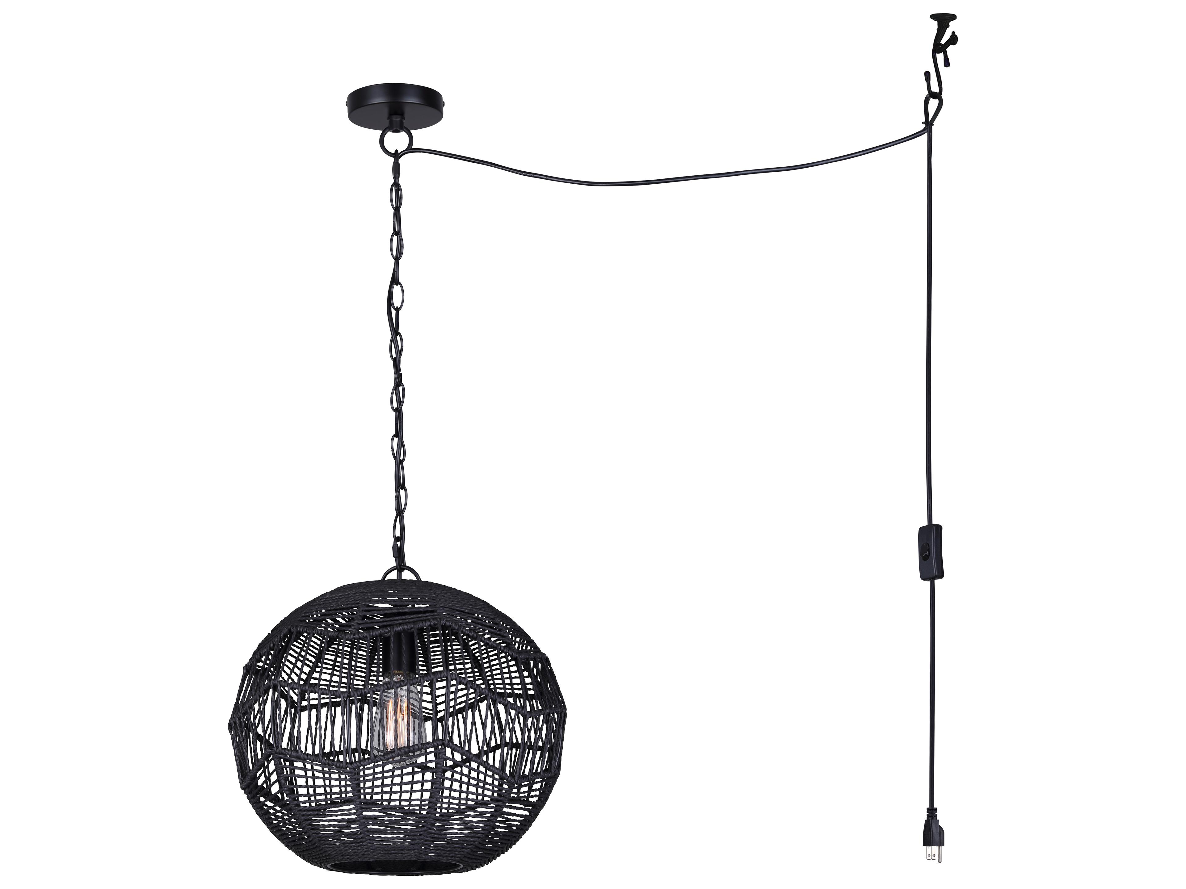 Canarm Valence 1 -light Black Globe Pendant