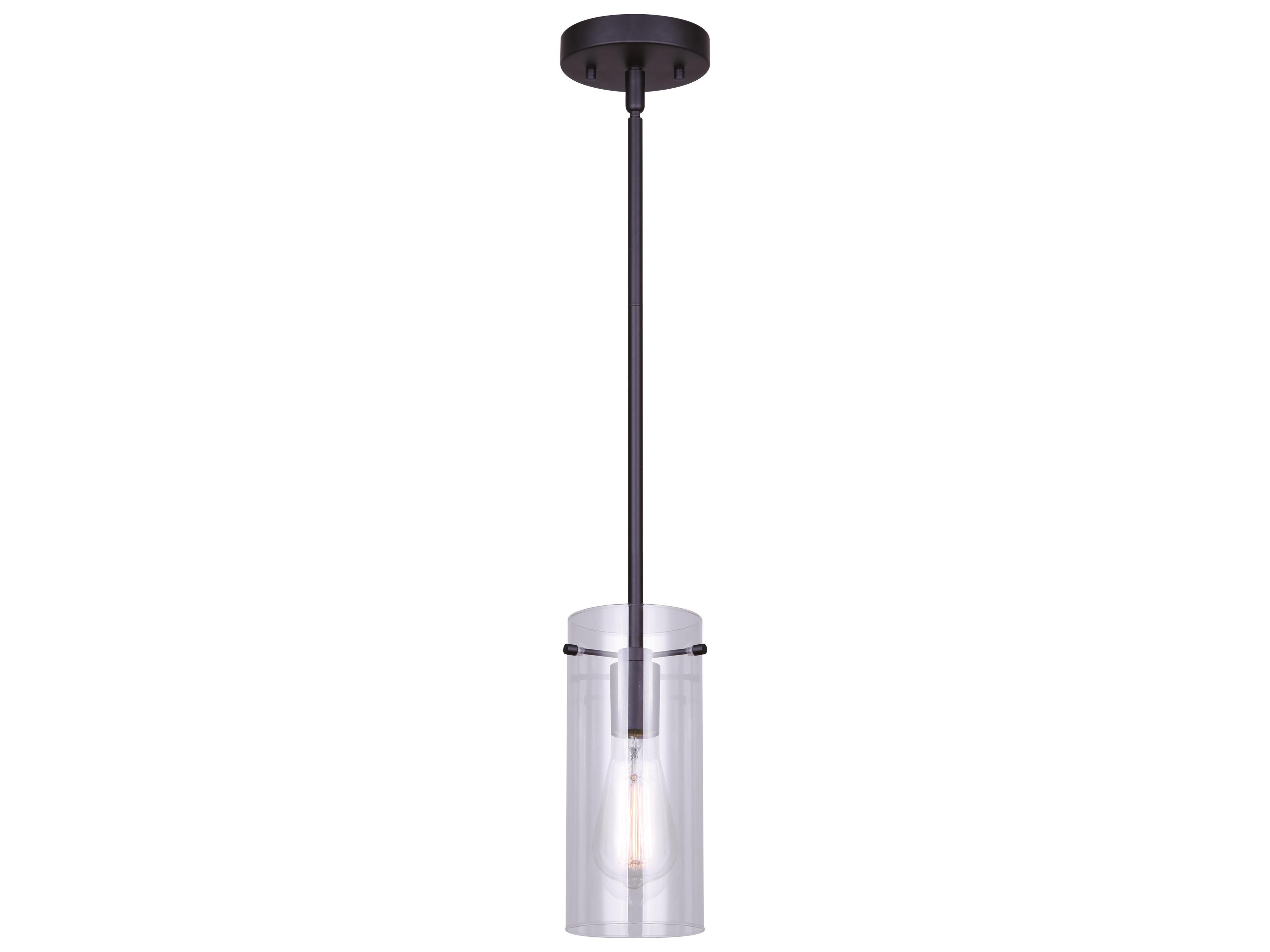 Canarm Joni 1 -light Black Cylinder Mini Pendant
