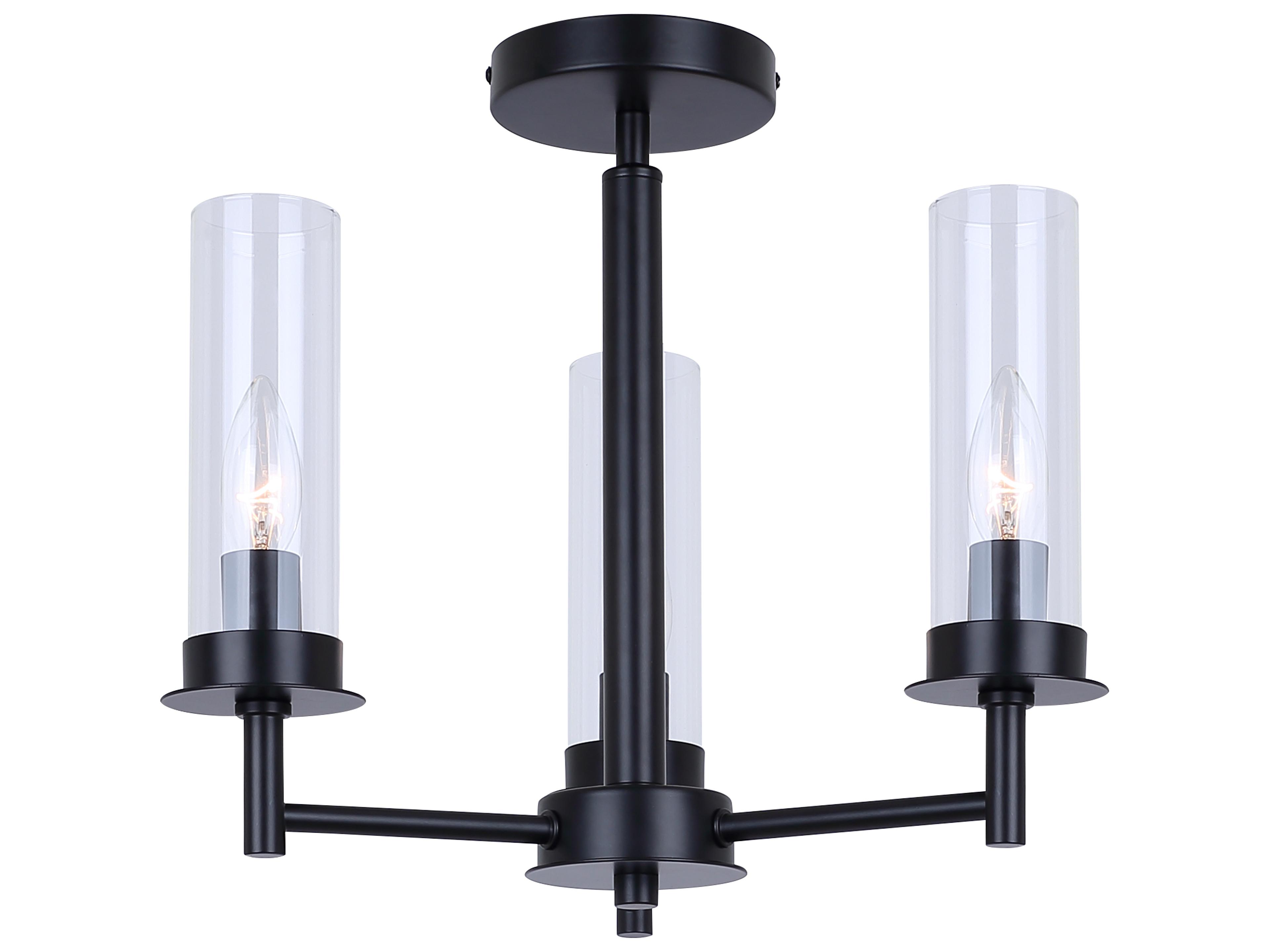 Canarm Benson 3 -light Black Cylinder Semi Flush Mount