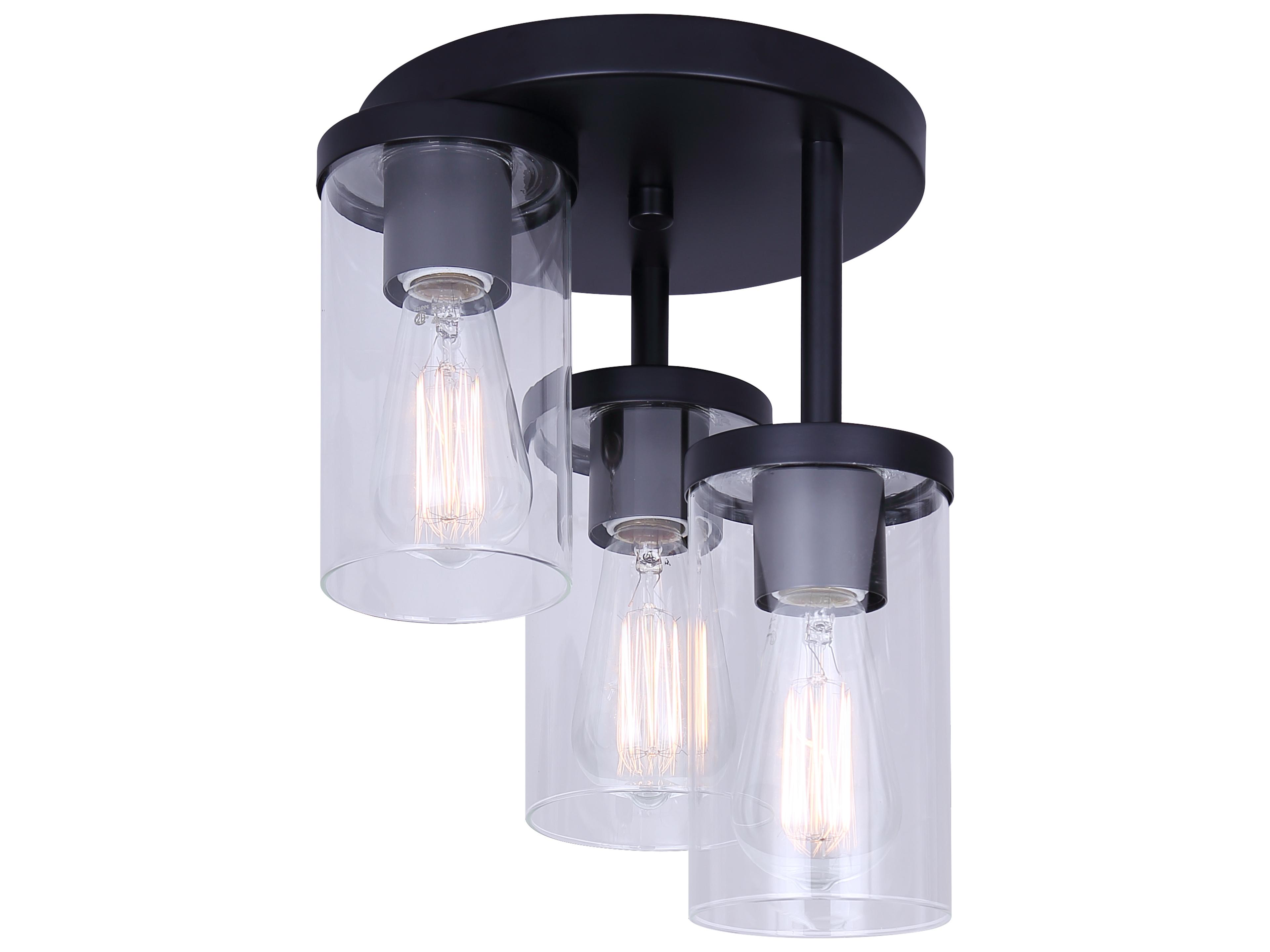 Canarm Britton 3 -light Black Cylinder Semi Flush Mount