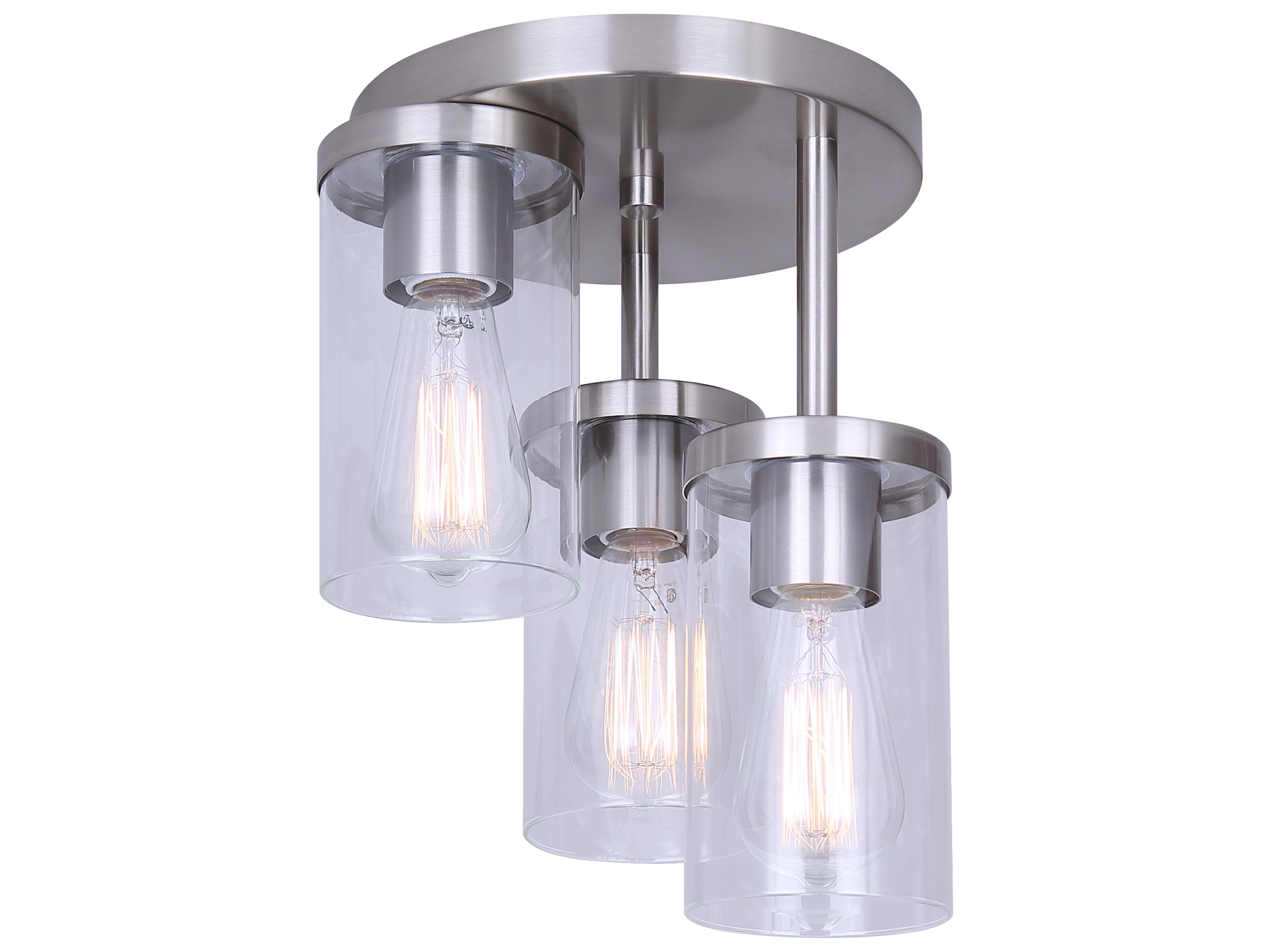 Canarm Britton 3 -light Nickel Cylinder Semi Flush Mount