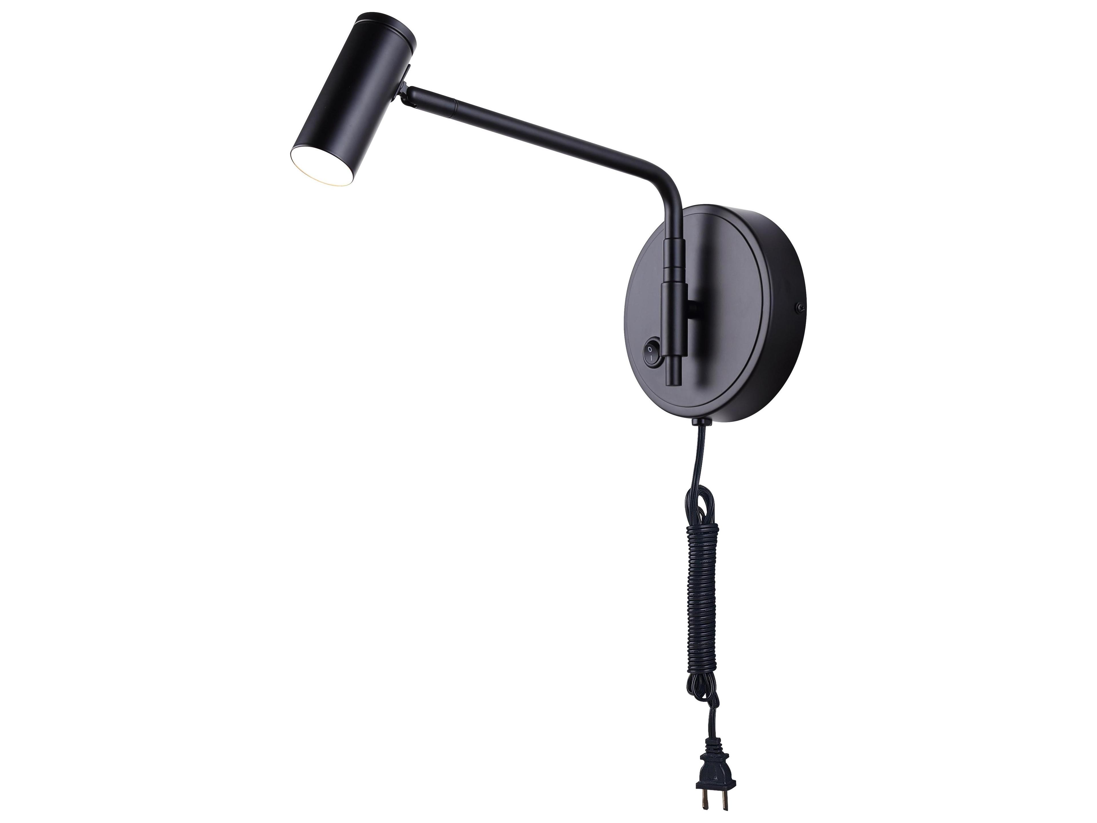 Canarm Teo 1 -light Black LED Swing Wall Sconce