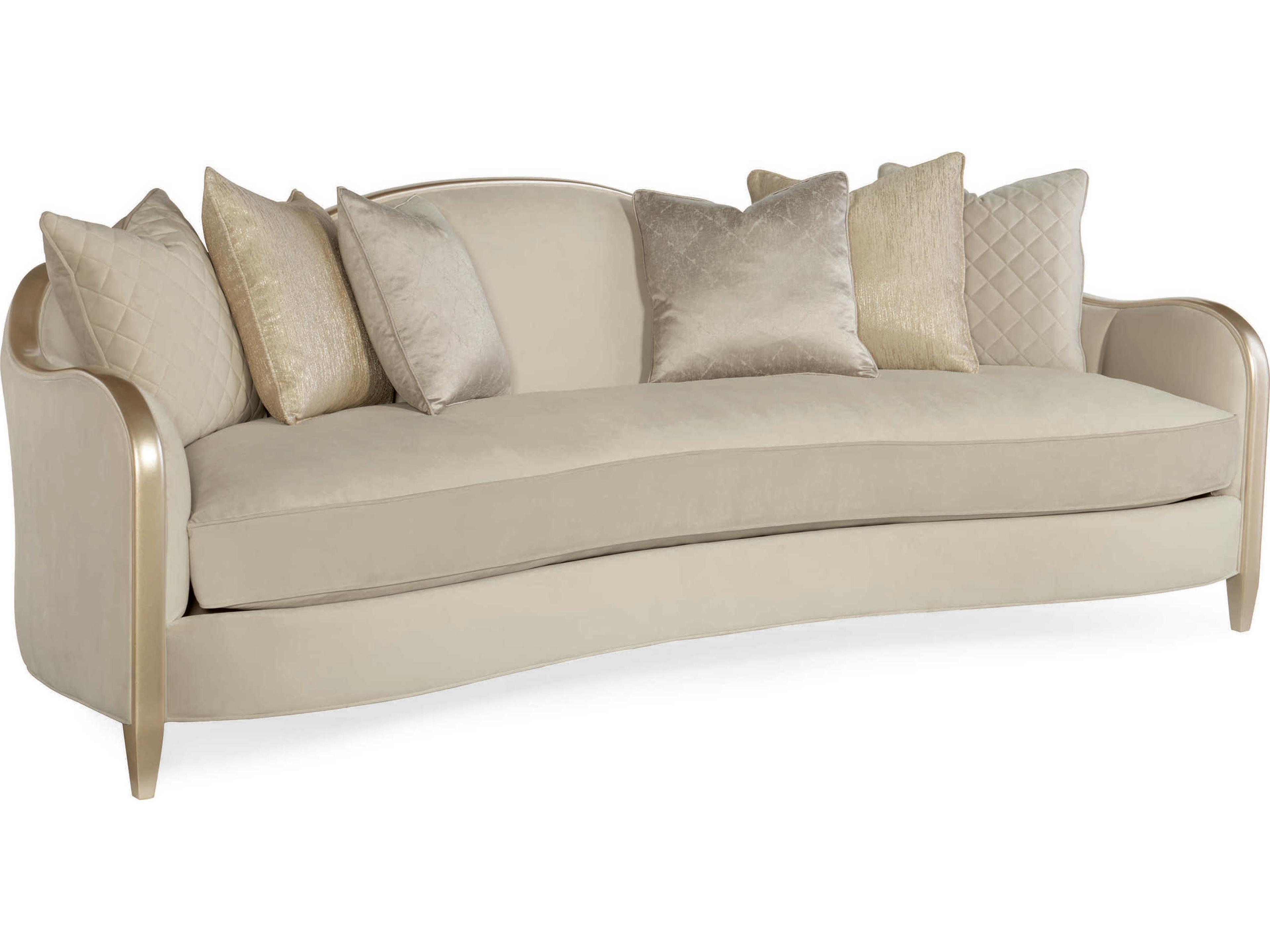 Caracole Adela Cabriole Oyster Blush Taupe Beige Upholstered Sofa
