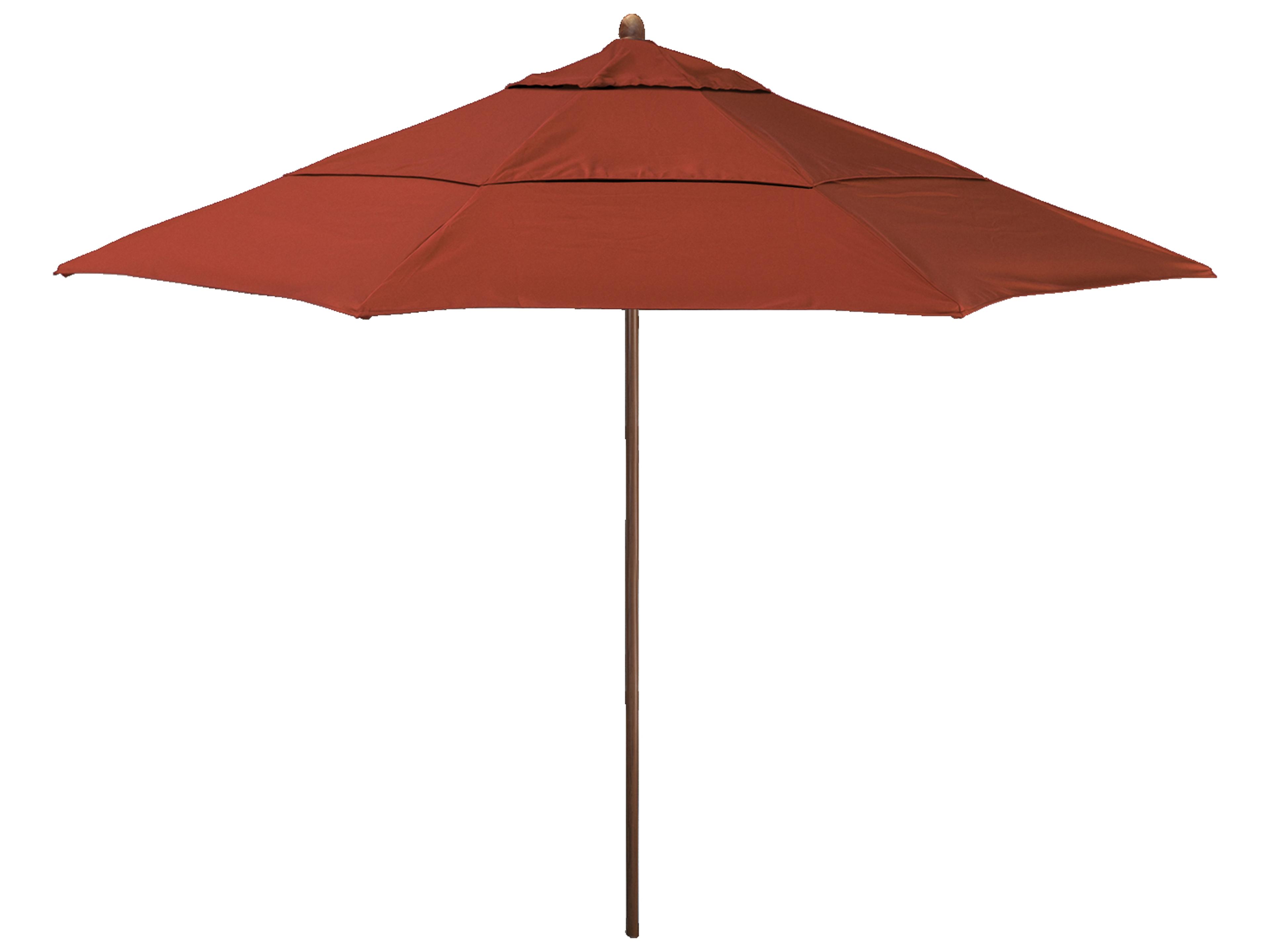 California Patio Umbrella Custom Madera Series Faux Wood Aluminum Market 11 Foot Octagon Pulley Lift Patio Umbrella