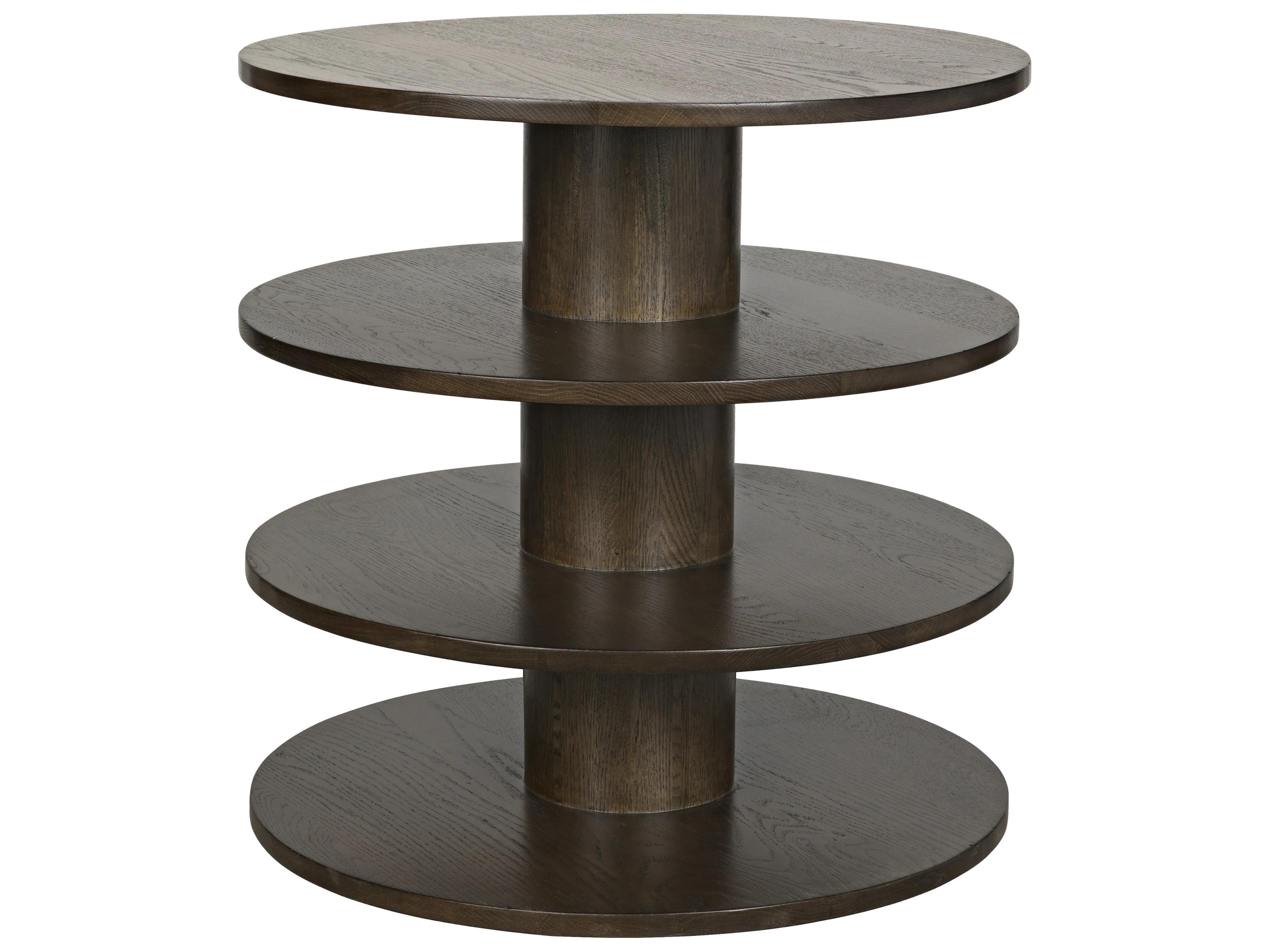 CFC Marx Round Wood Light Shellac End Table
