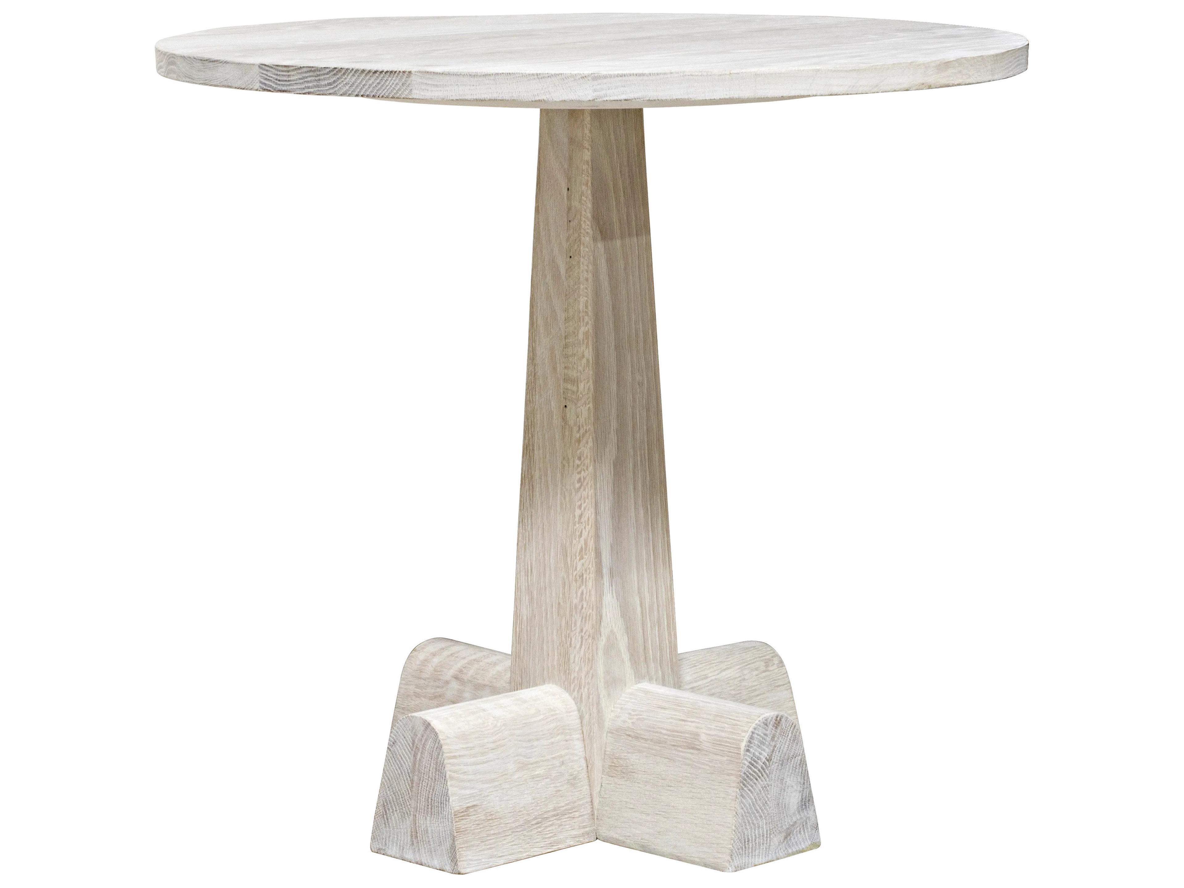 CFC Camellia Round Wood Washed Oak End Table