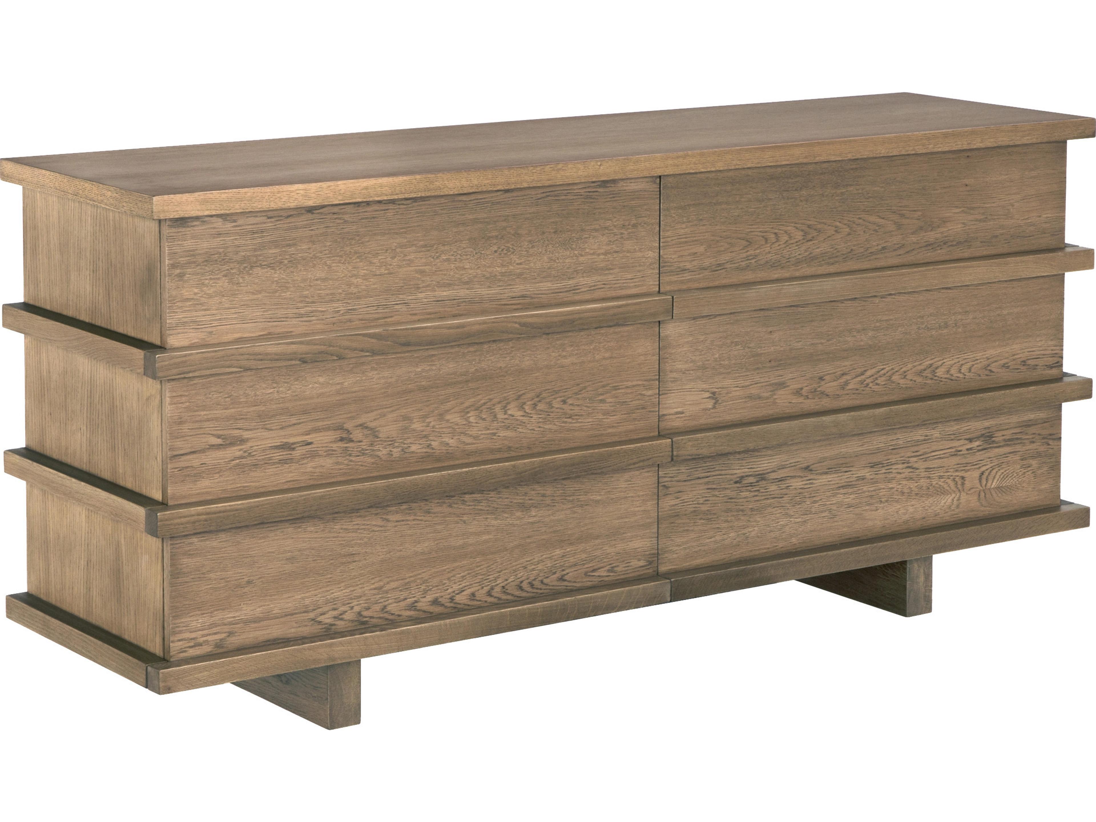 CFC Bergamot 6-Drawers Brown Oak Wood Double Dresser