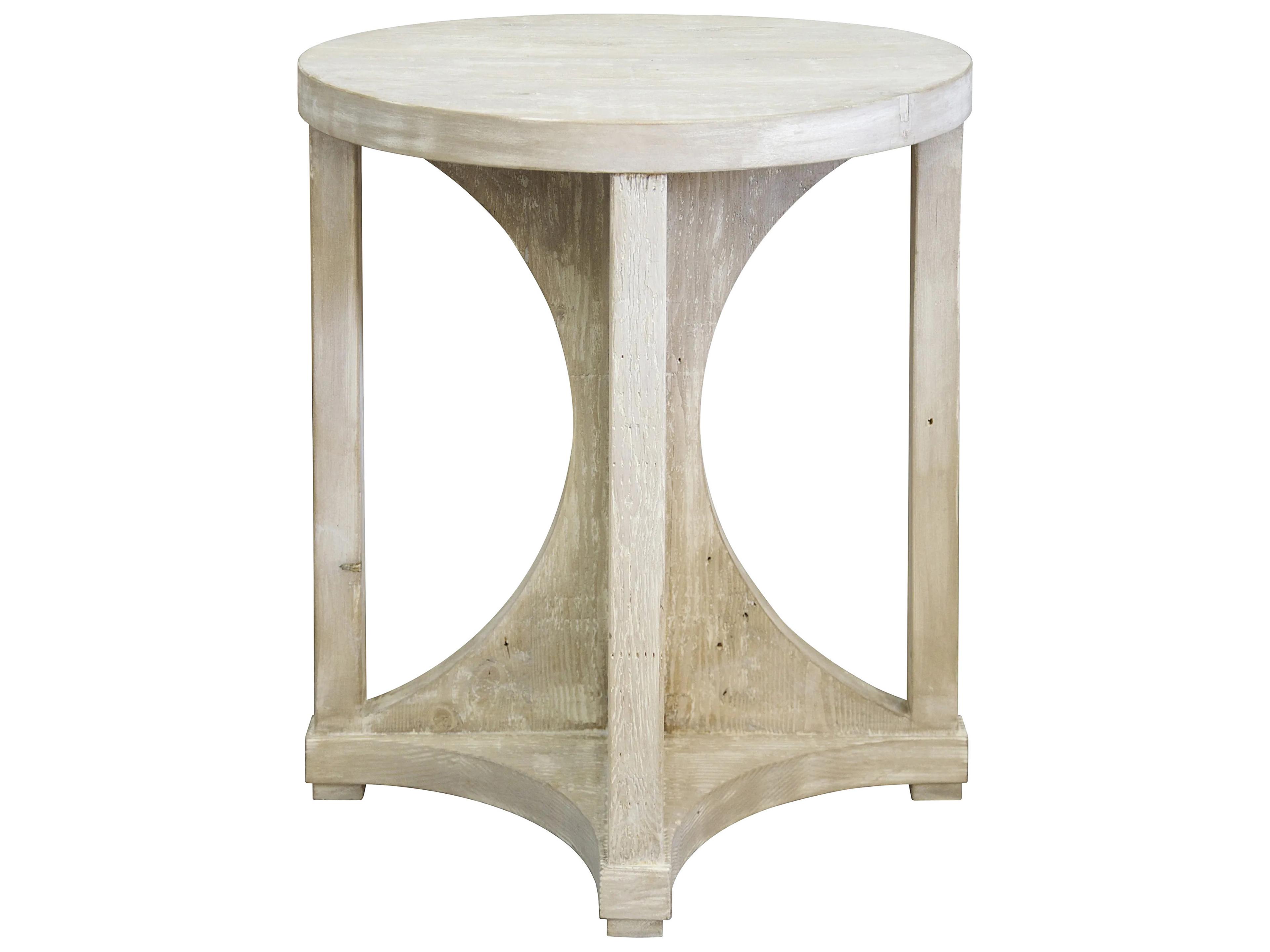 CFC Freesia Round Wood Grey Wash End Table