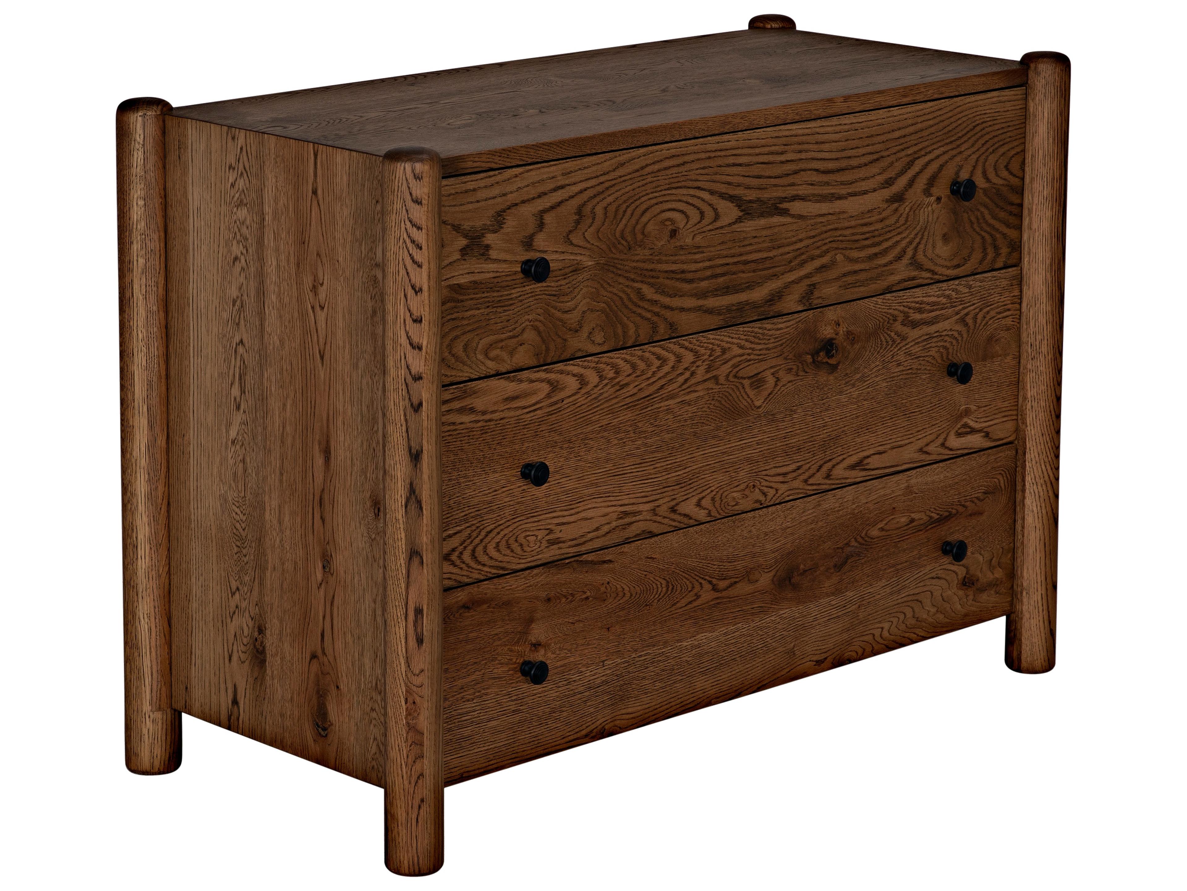 CFC Dillon 3-Drawers Brown Oak Wood Dresser