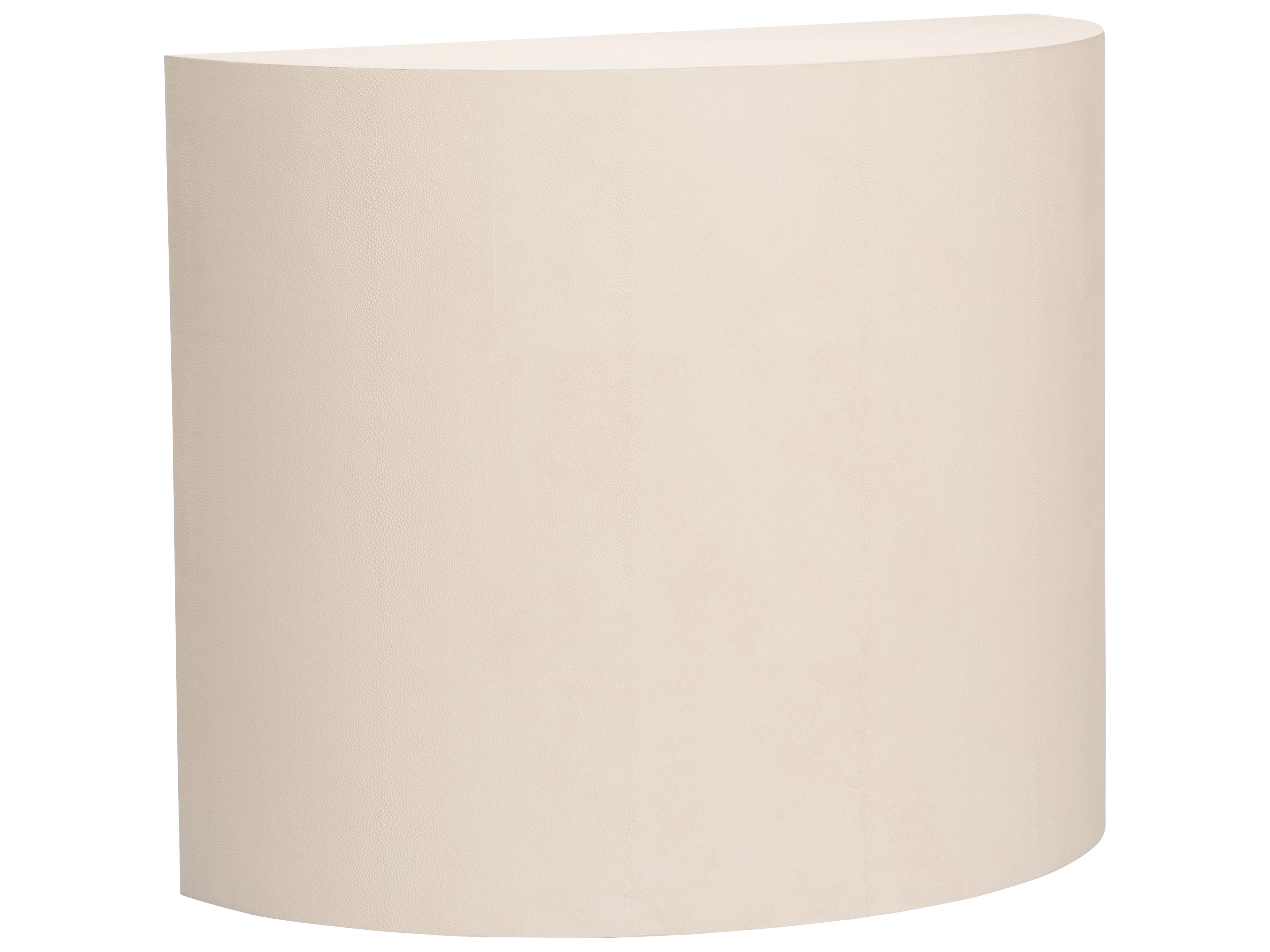 Chelsea House Elizabeth Wicker Demilune Faux Leather White Cream End Table