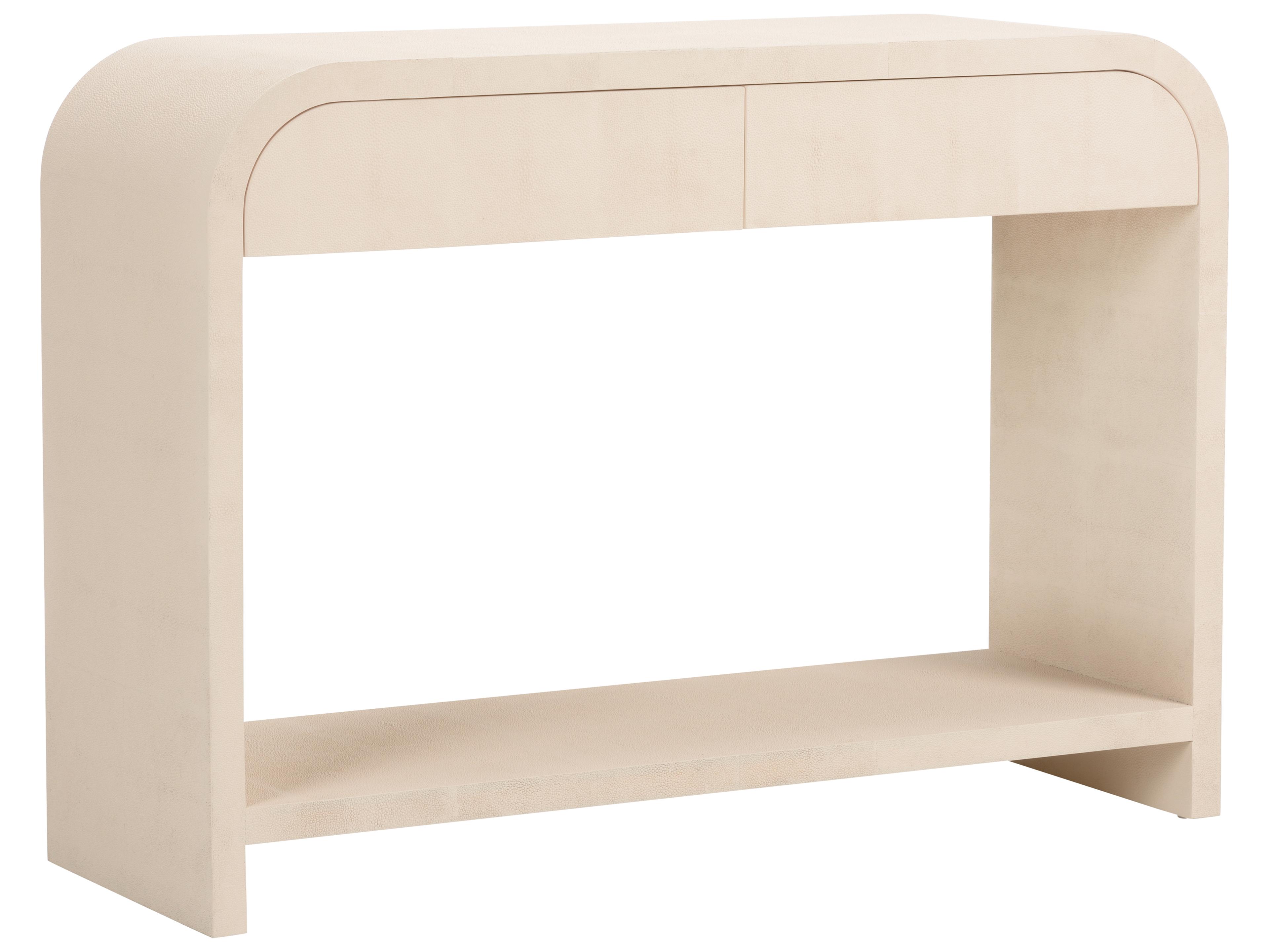 Chelsea House Elizabeth Wicker Rectangular Faux Leather White Cream Console Table