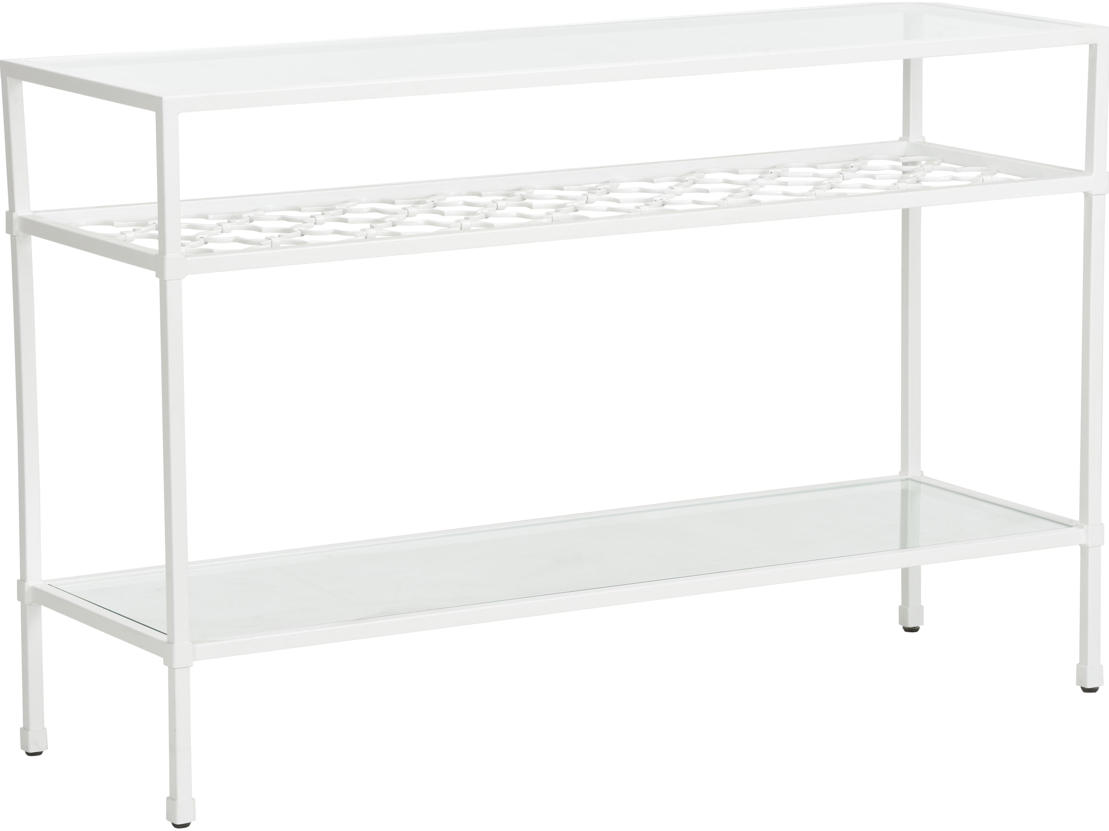 Chelsea House Bill Cain Rectangular Metal White Cream Console Table