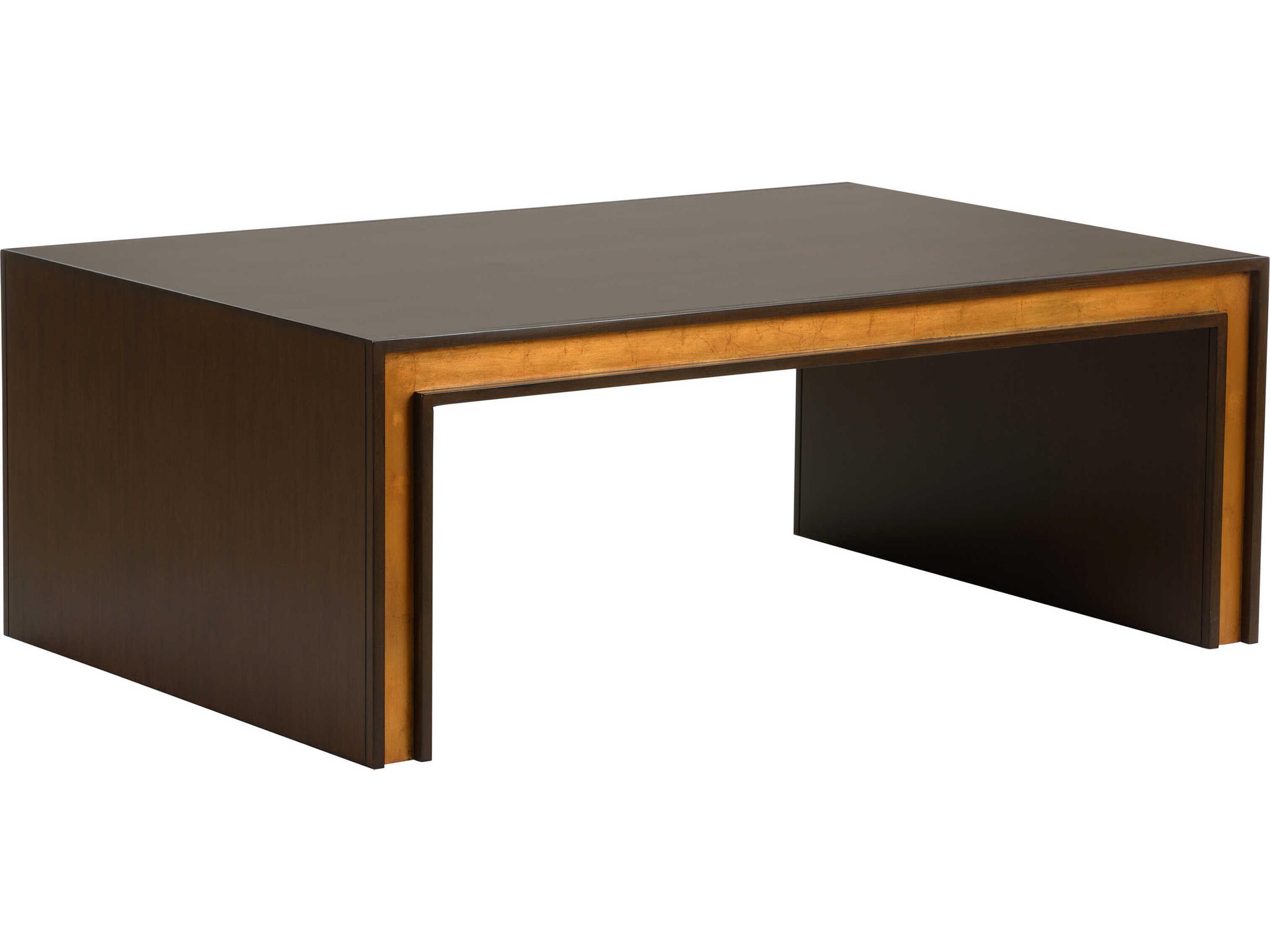 Chelsea House Jamie Merida Rectangular Wood Mahogany Antique Gold Leaf Baldwin Coffee Table