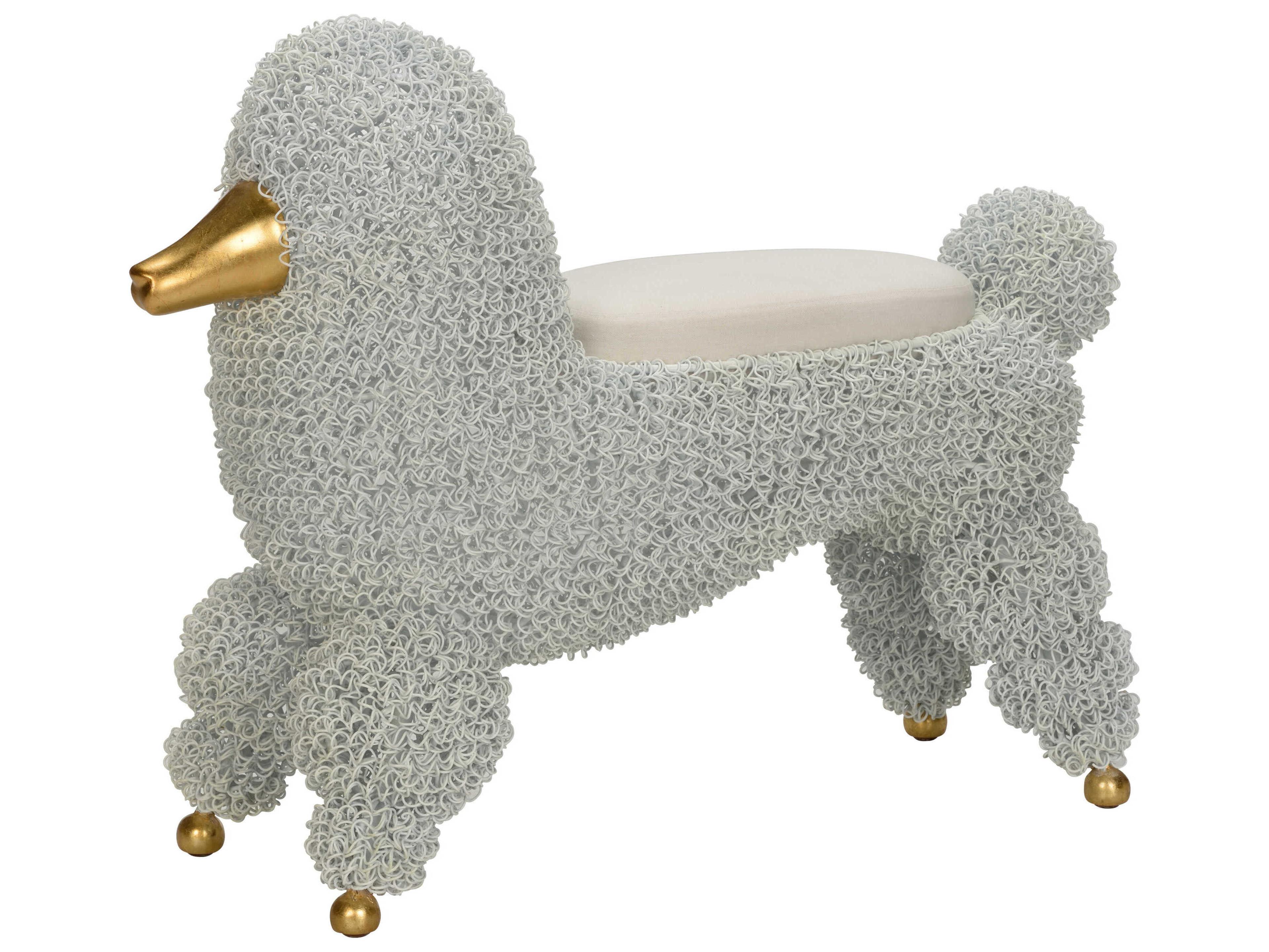 Chelsea House Ooh La La White Gold Leaf Tan Upholstered Accent Stool