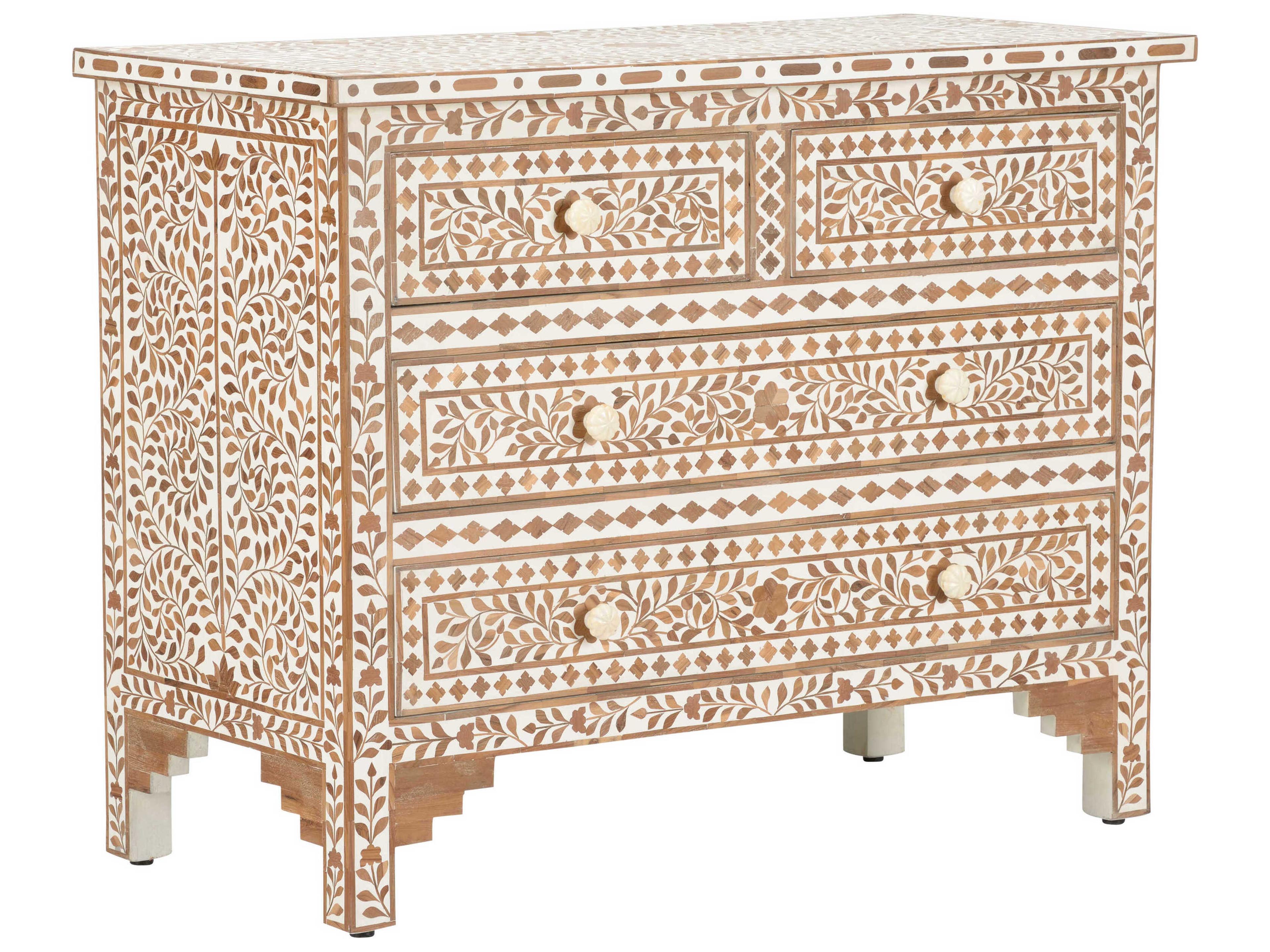 Chelsea House Zara Brown White Teak Wood Accent Chest