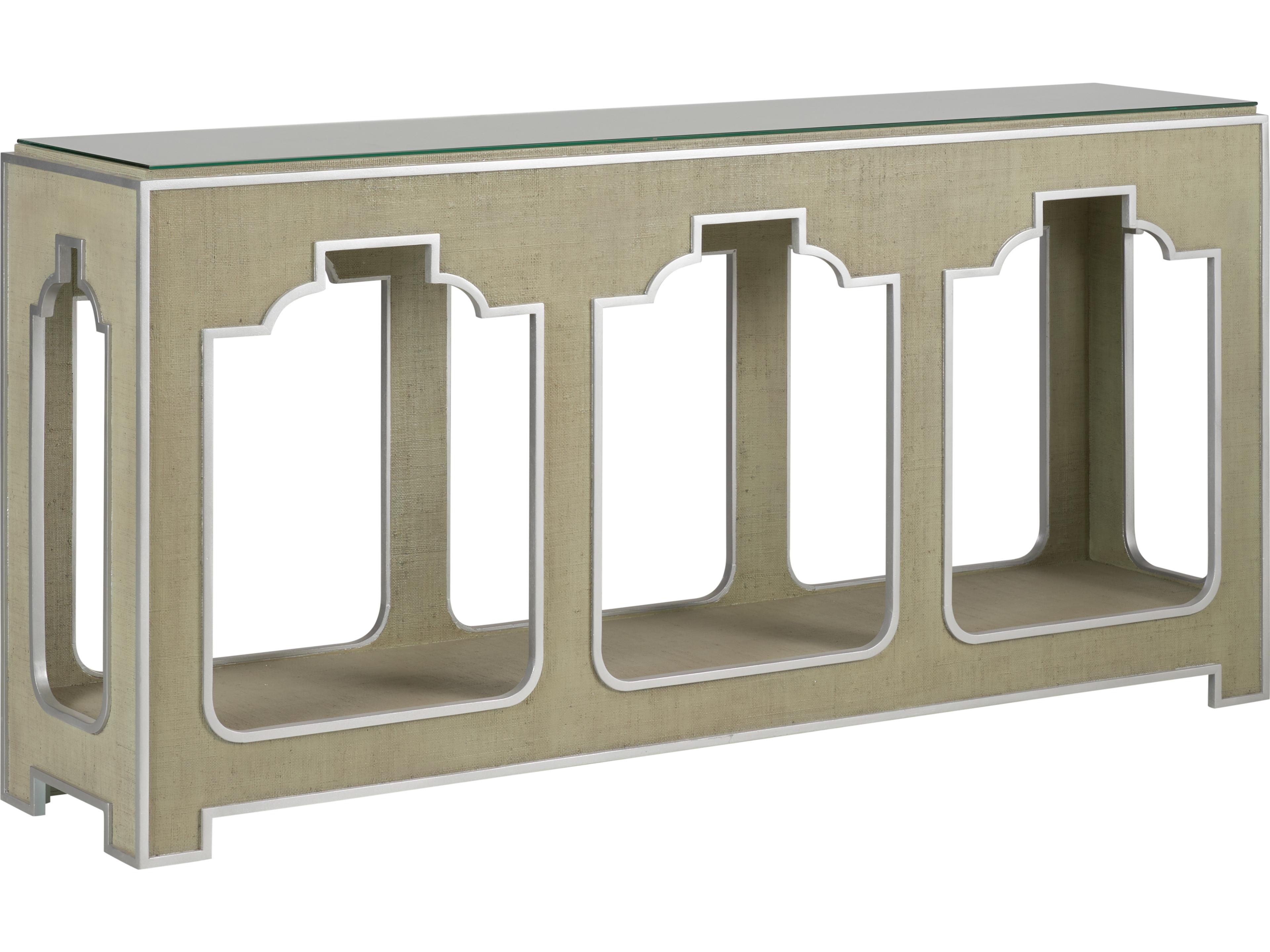 Chelsea House Jamie Merida Rectangular Glass Green Silver Clear Console Table