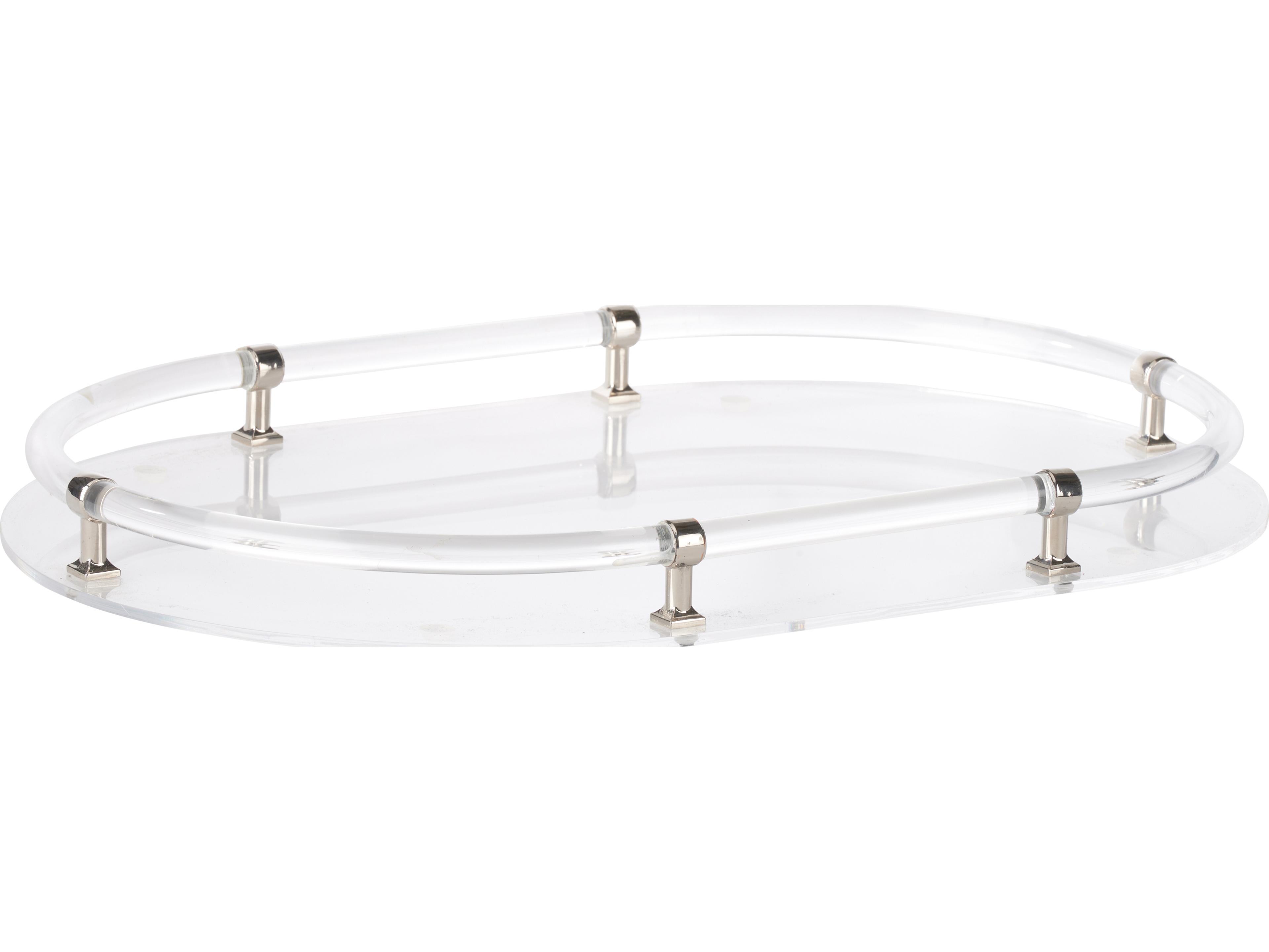 Chelsea House Elizabeth Wicker Clear Polished Nickel Serving Tray