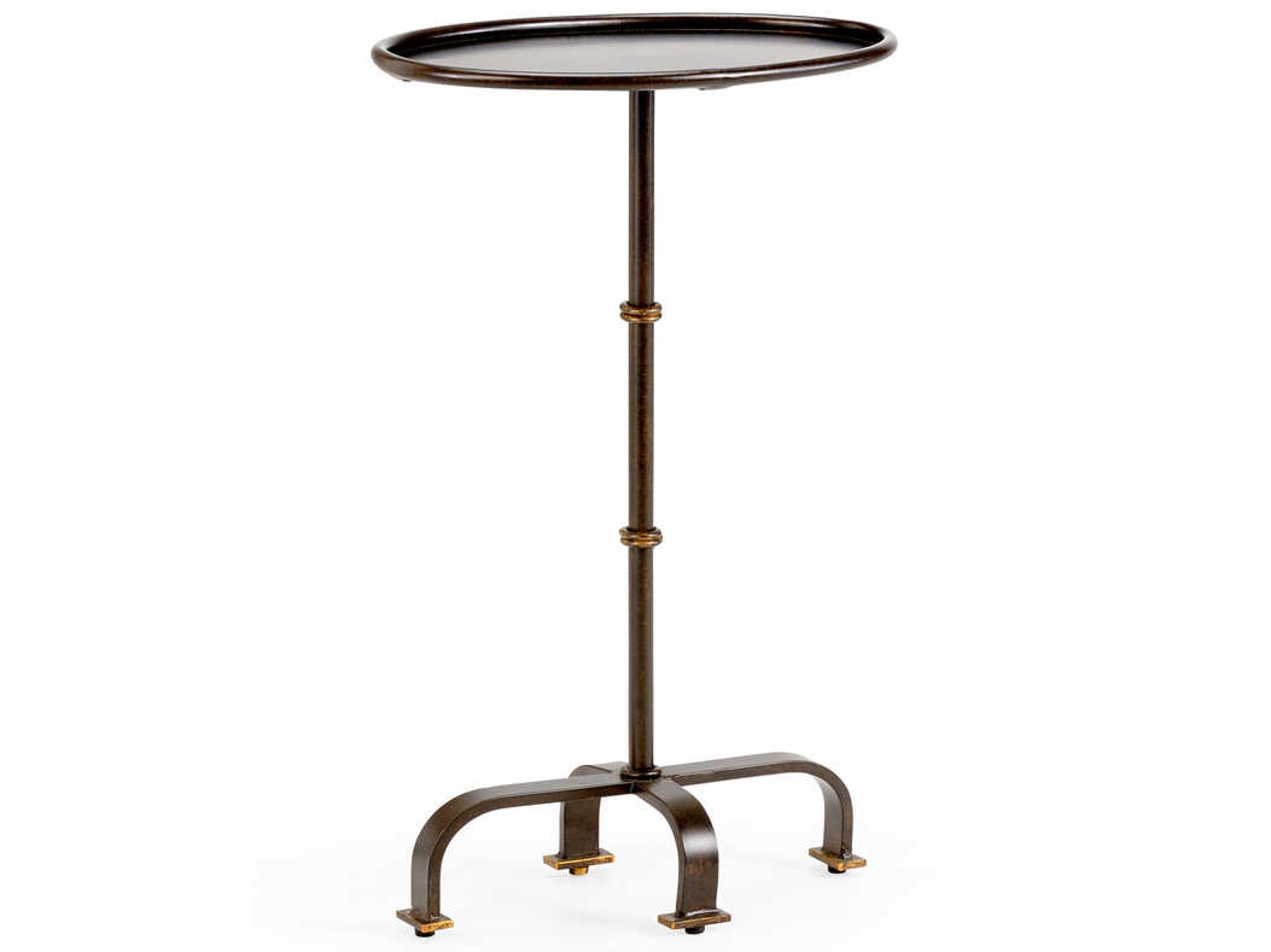 Chelsea House Magnolia Round Metal Dark Brown With Gold Accents End Table