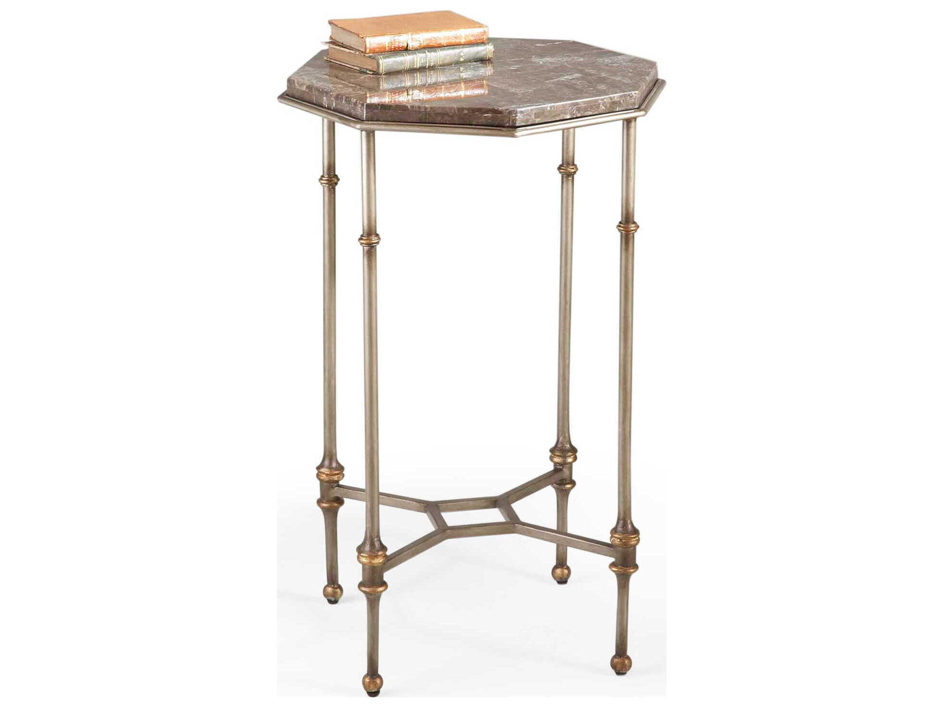 Chelsea House Hexagon Marble Silver Gold End Table