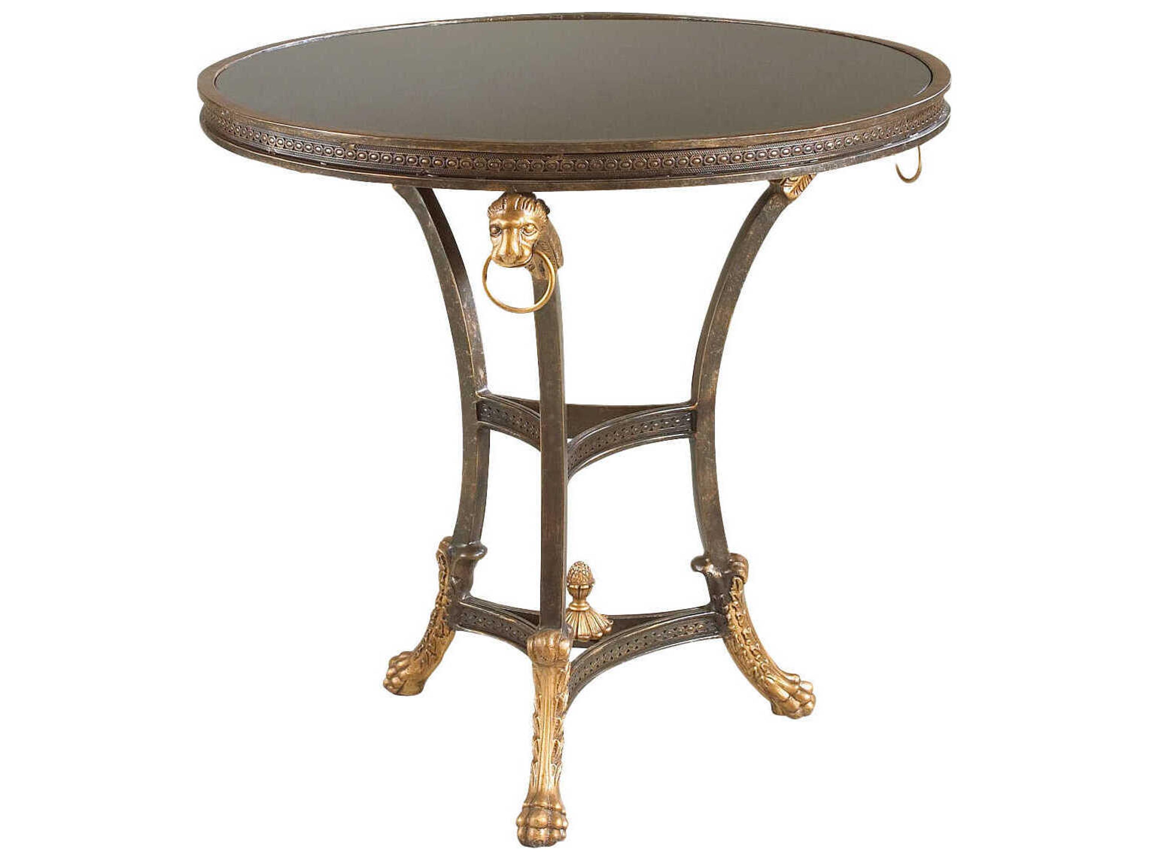 Chelsea House Round Granite Black Gold Dining Table