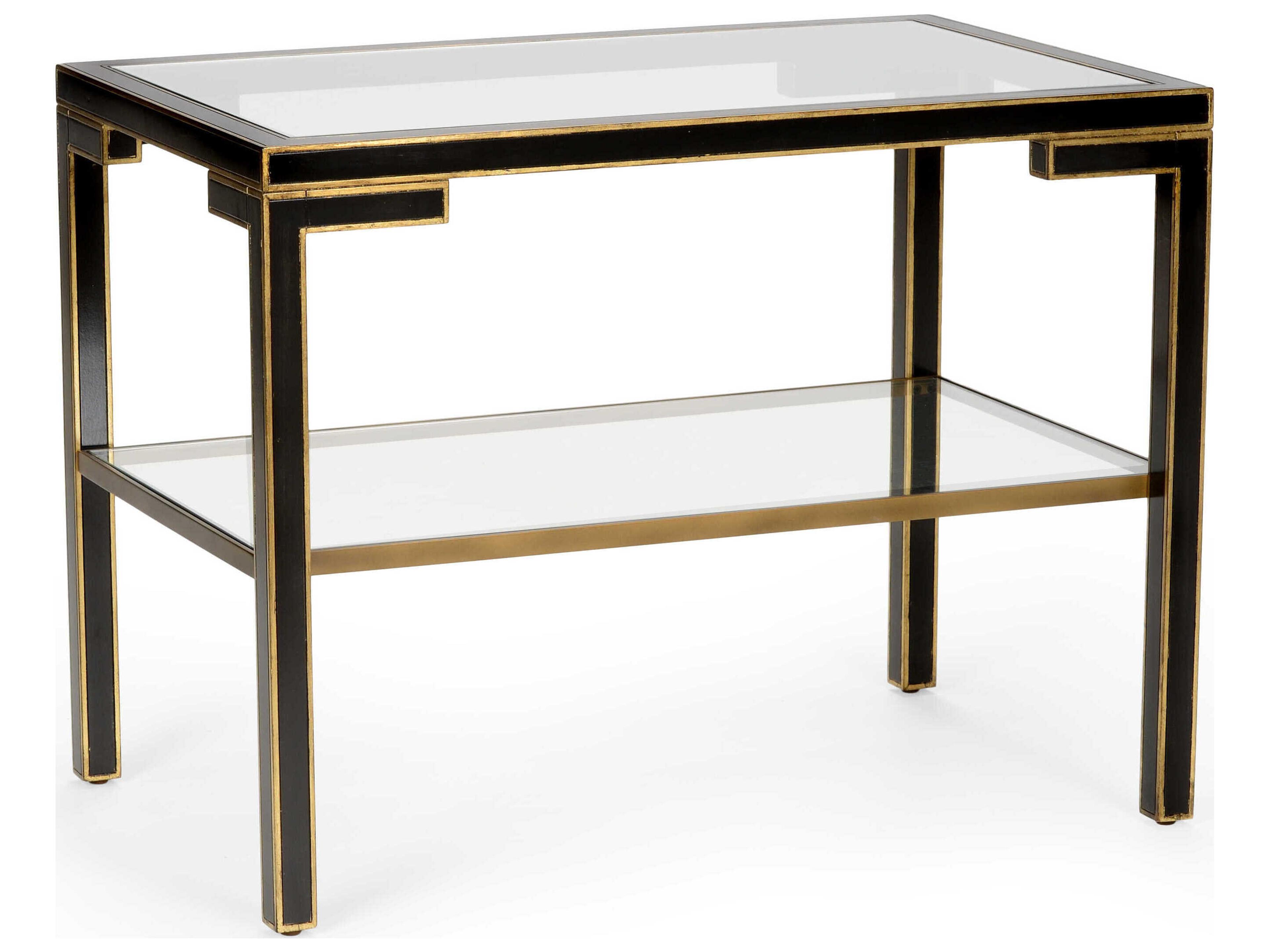 Chelsea House Decker Rectangular Glass Black Gold Cocktail Table