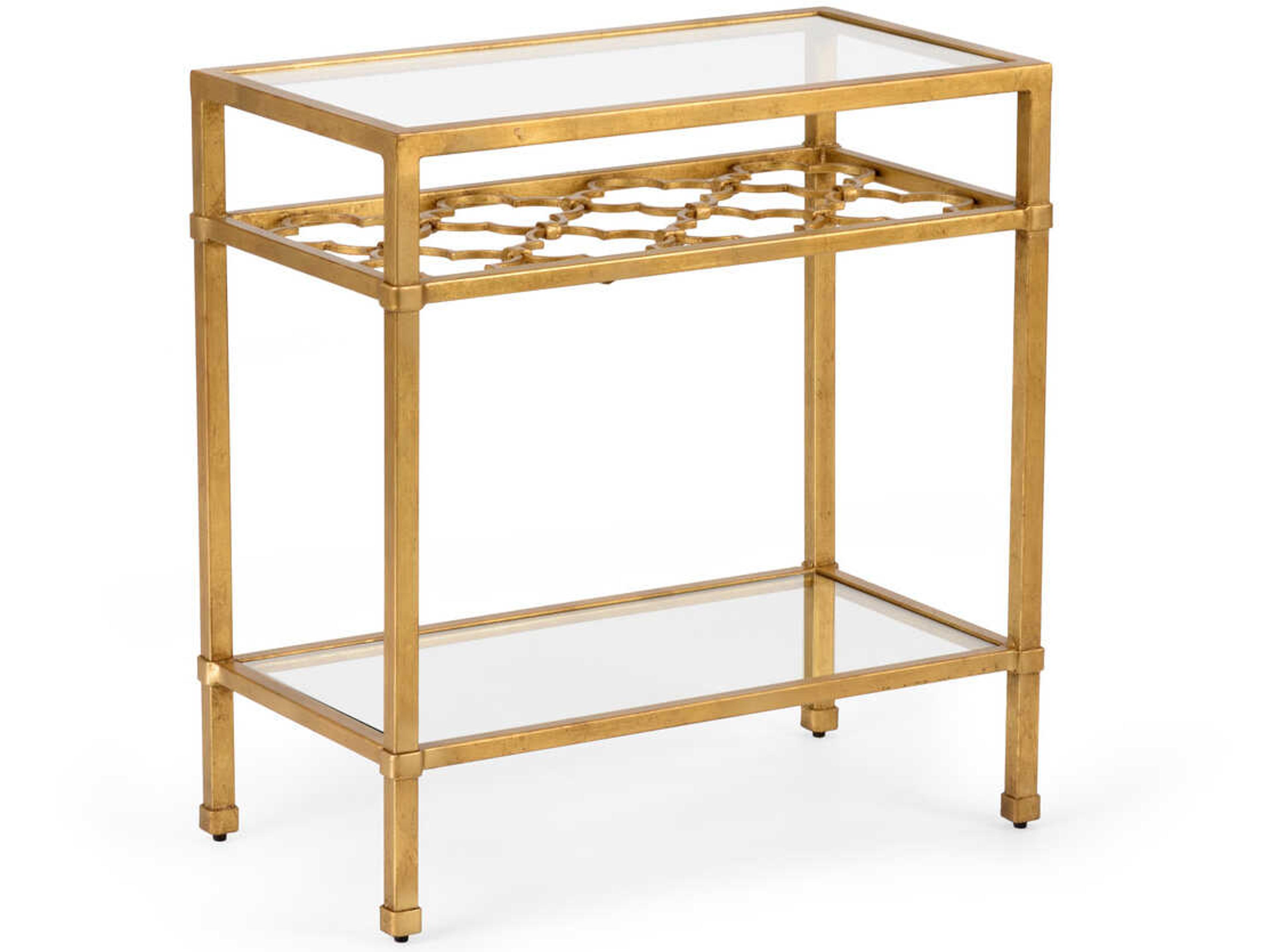 Chelsea House Pacific Rectangular Glass Antique Gold End Table