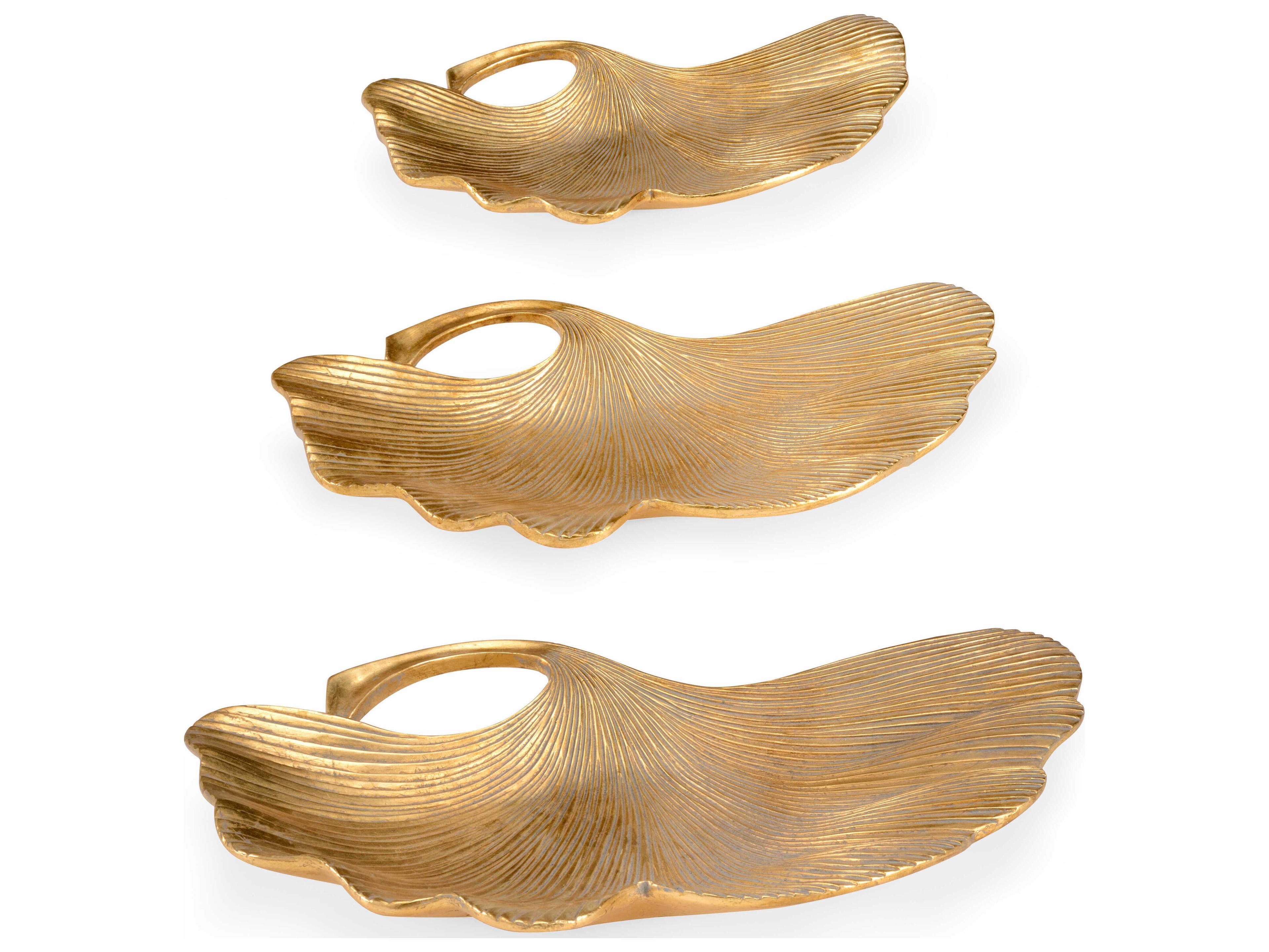 Chelsea House Elizabeth Wicker Lotus Leaf Trays - Gold