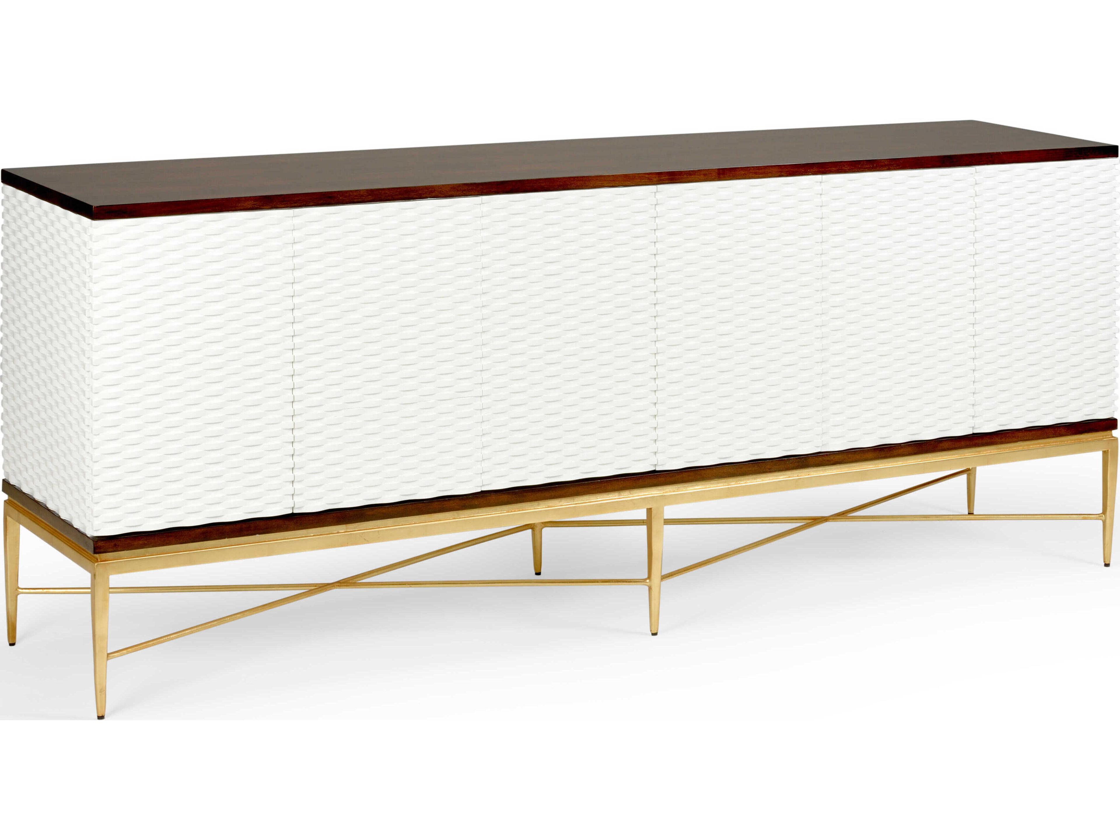 Chelsea House James 84" Solid Wood White Brown Gold Sideboard