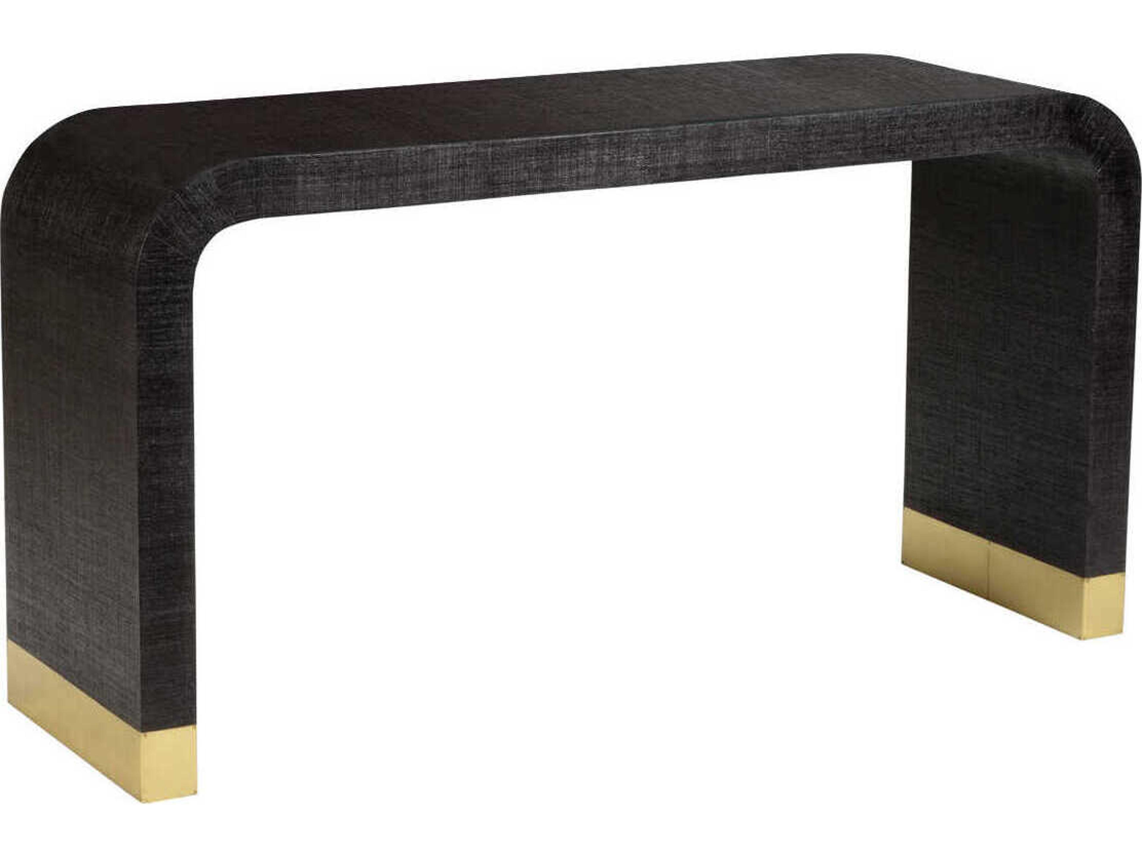 Chelsea House Jamie Merida Waterfall Rectangular Fabric Black Gold Console -