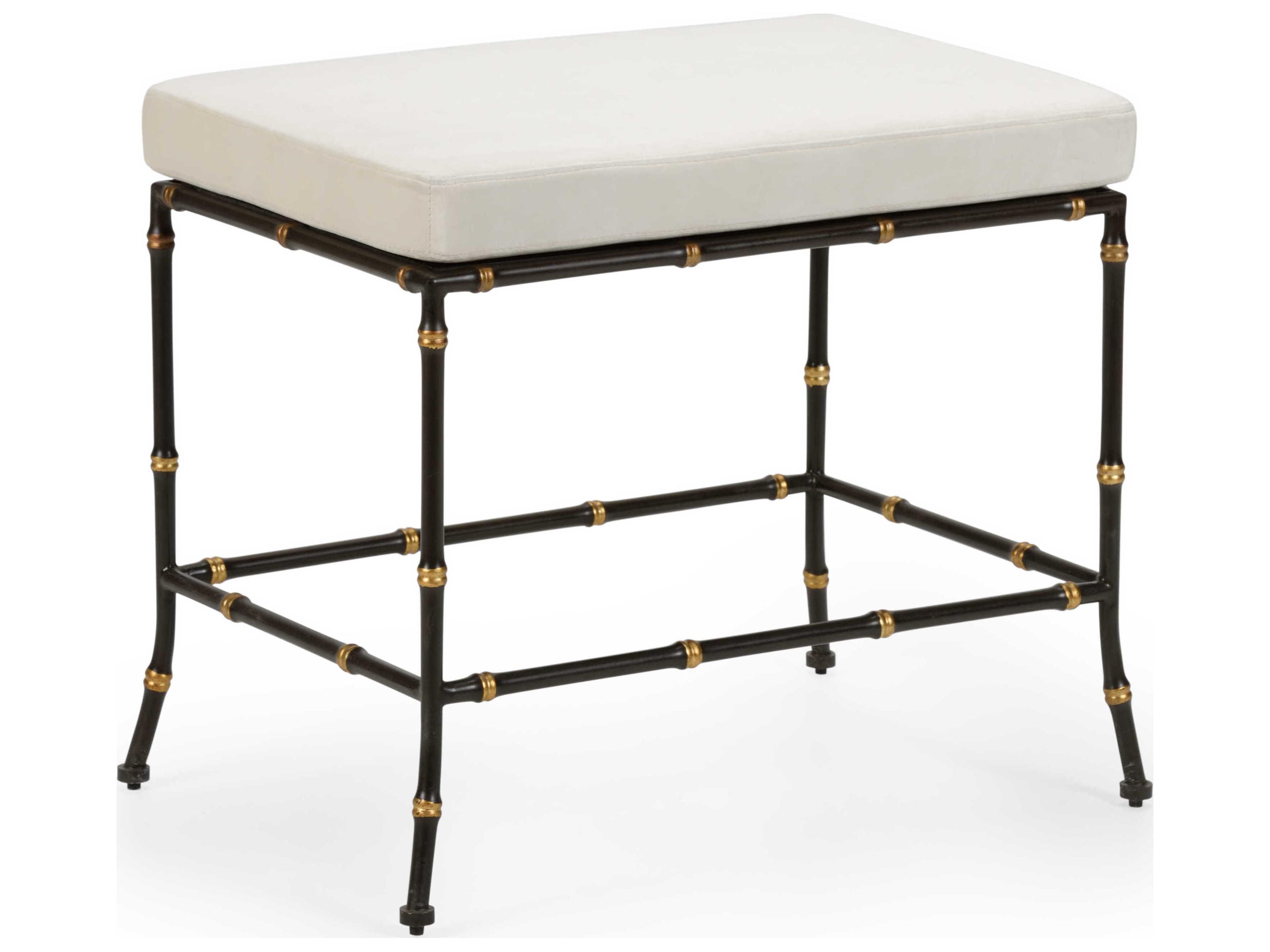 Chelsea House Jamie Merida Brown Gold Cream Black Upholstered Accent Bench