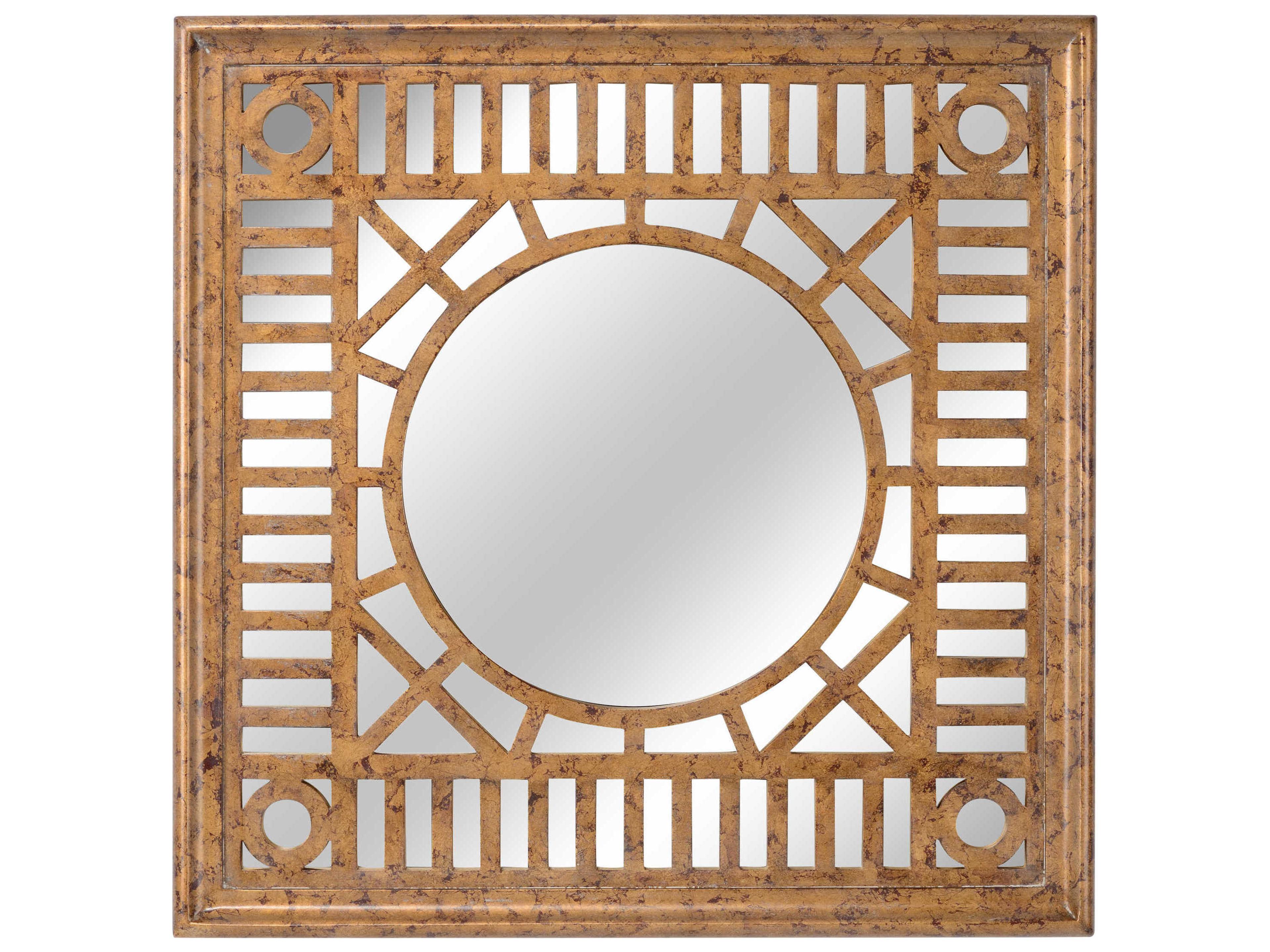 Chelsea House Fret Old World Gold / Plain Square Wall Mirror