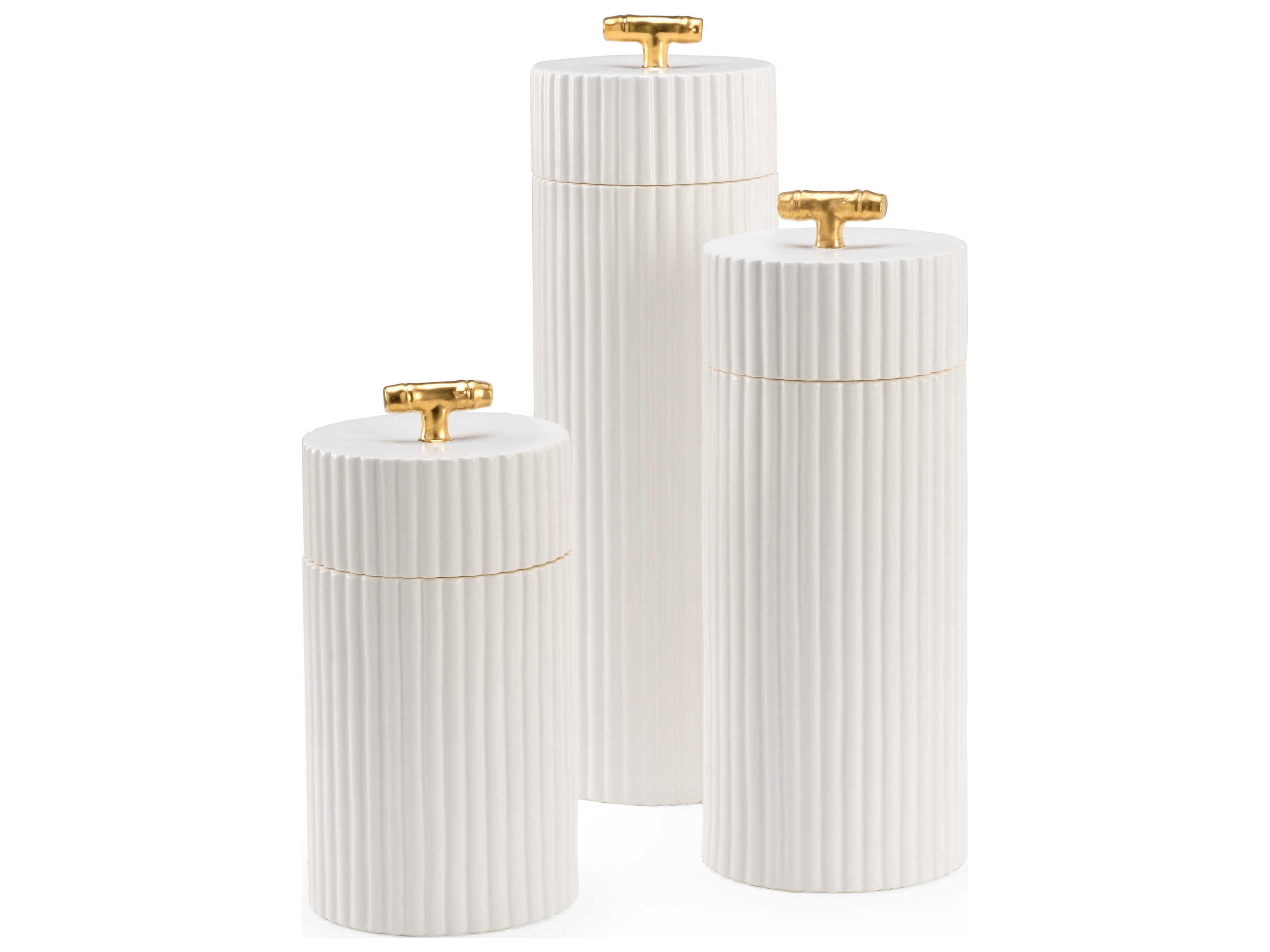 Chelsea House Claire Bell White Bamboo Canisters