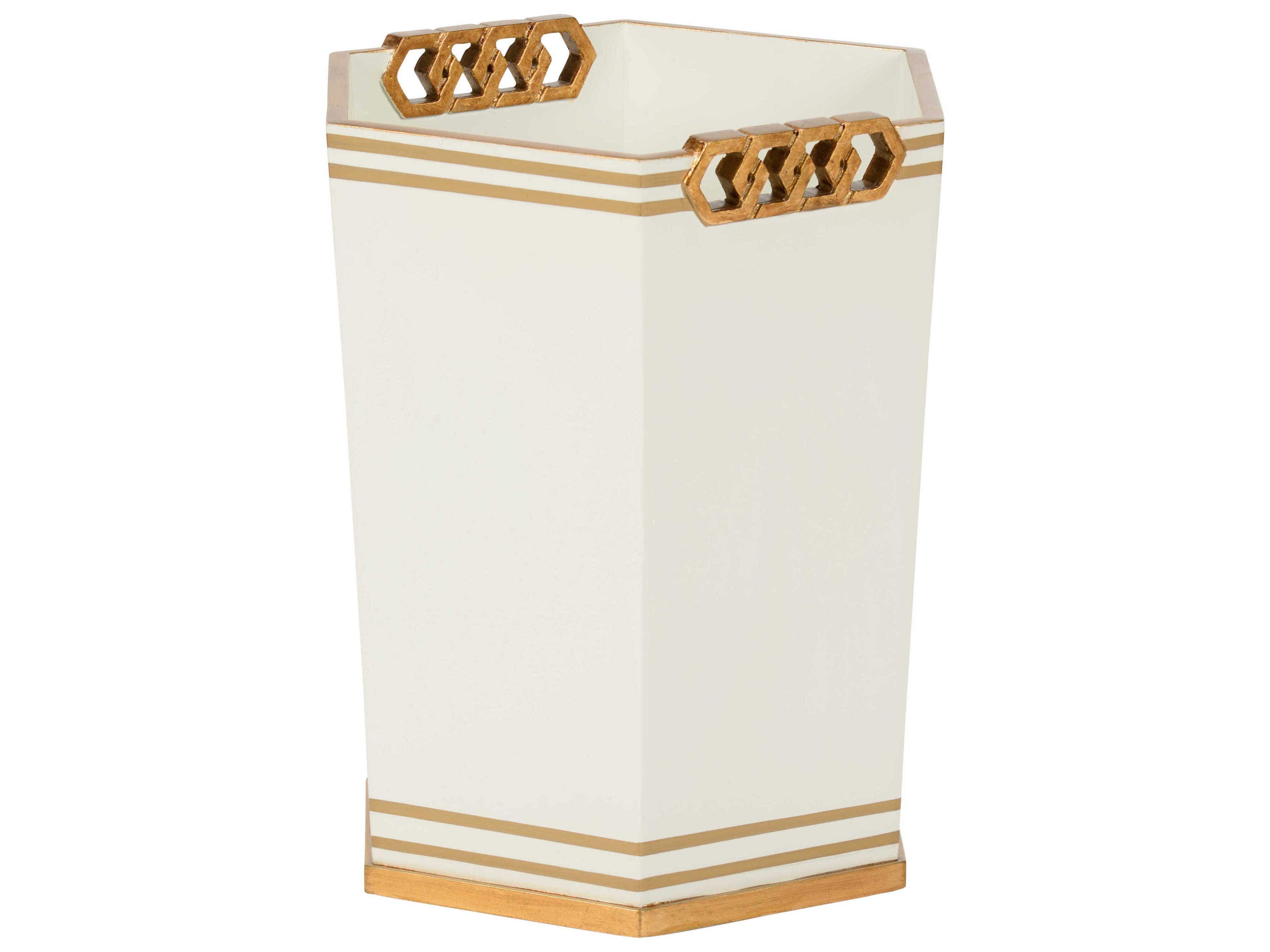 Chelsea House Shayla Copas Oliver Wastebasket - White/Gold