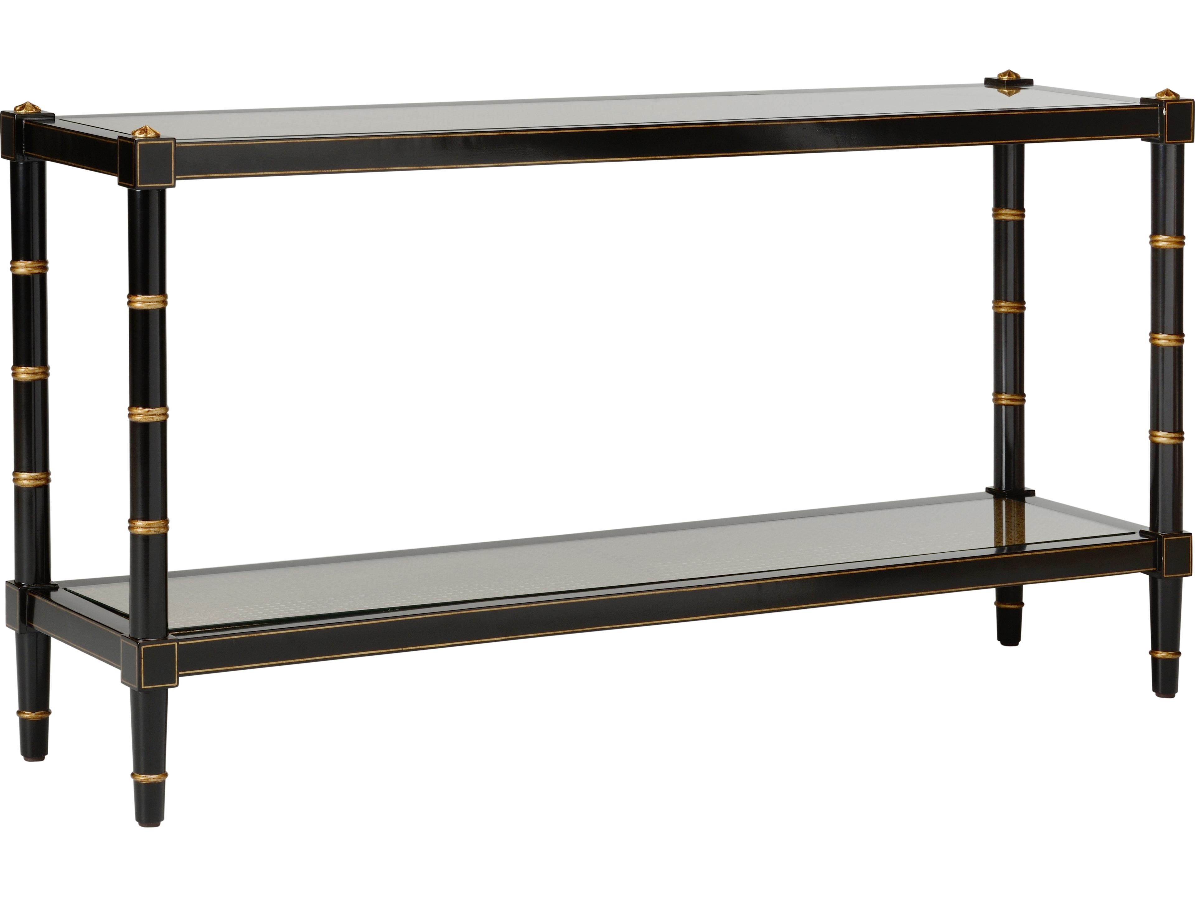 Chelsea House Bill Cain Rectangular Glass Black Gold Console Table