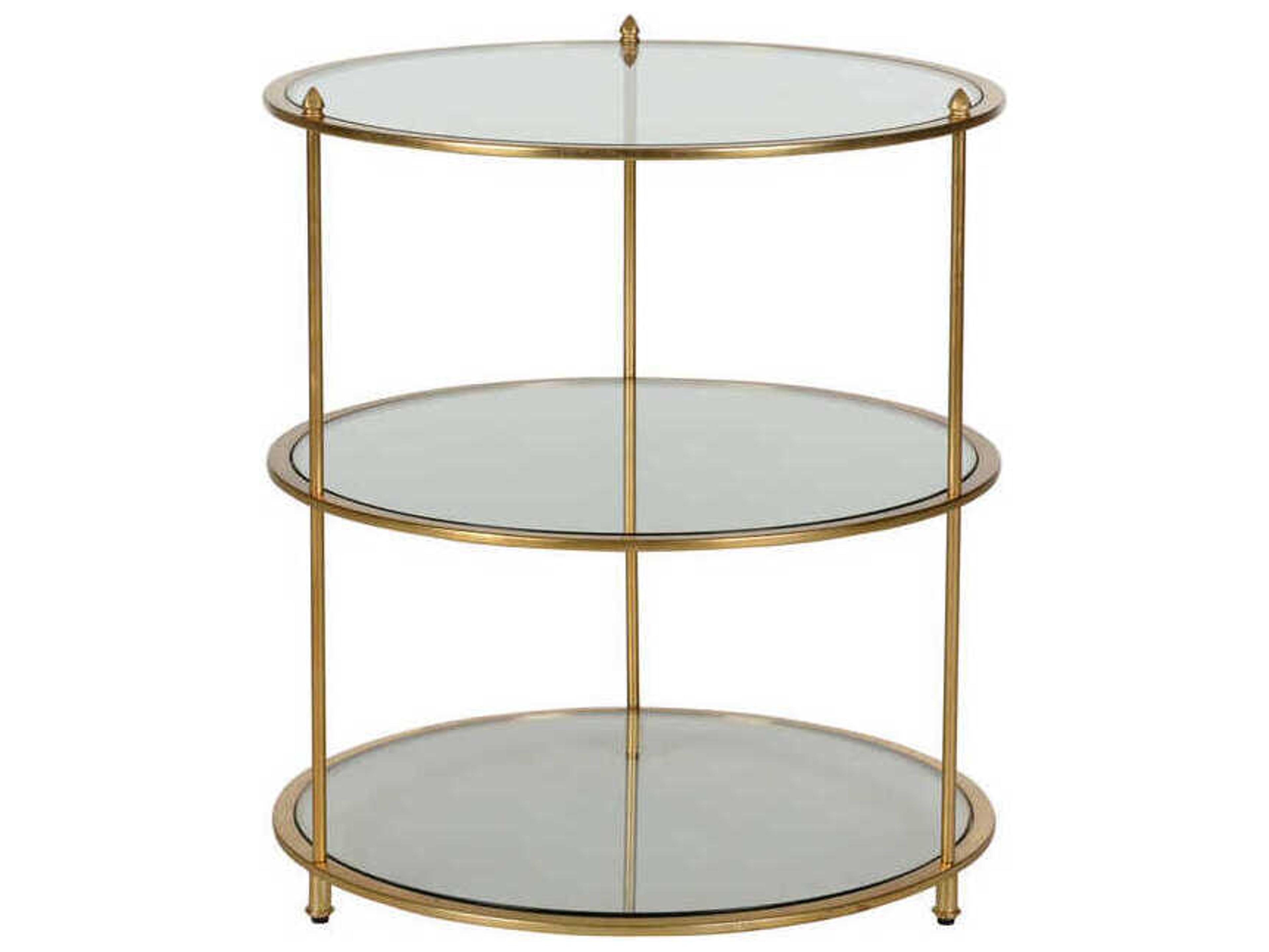 Chelsea House Regal Round Glass Gold Leaf End Table