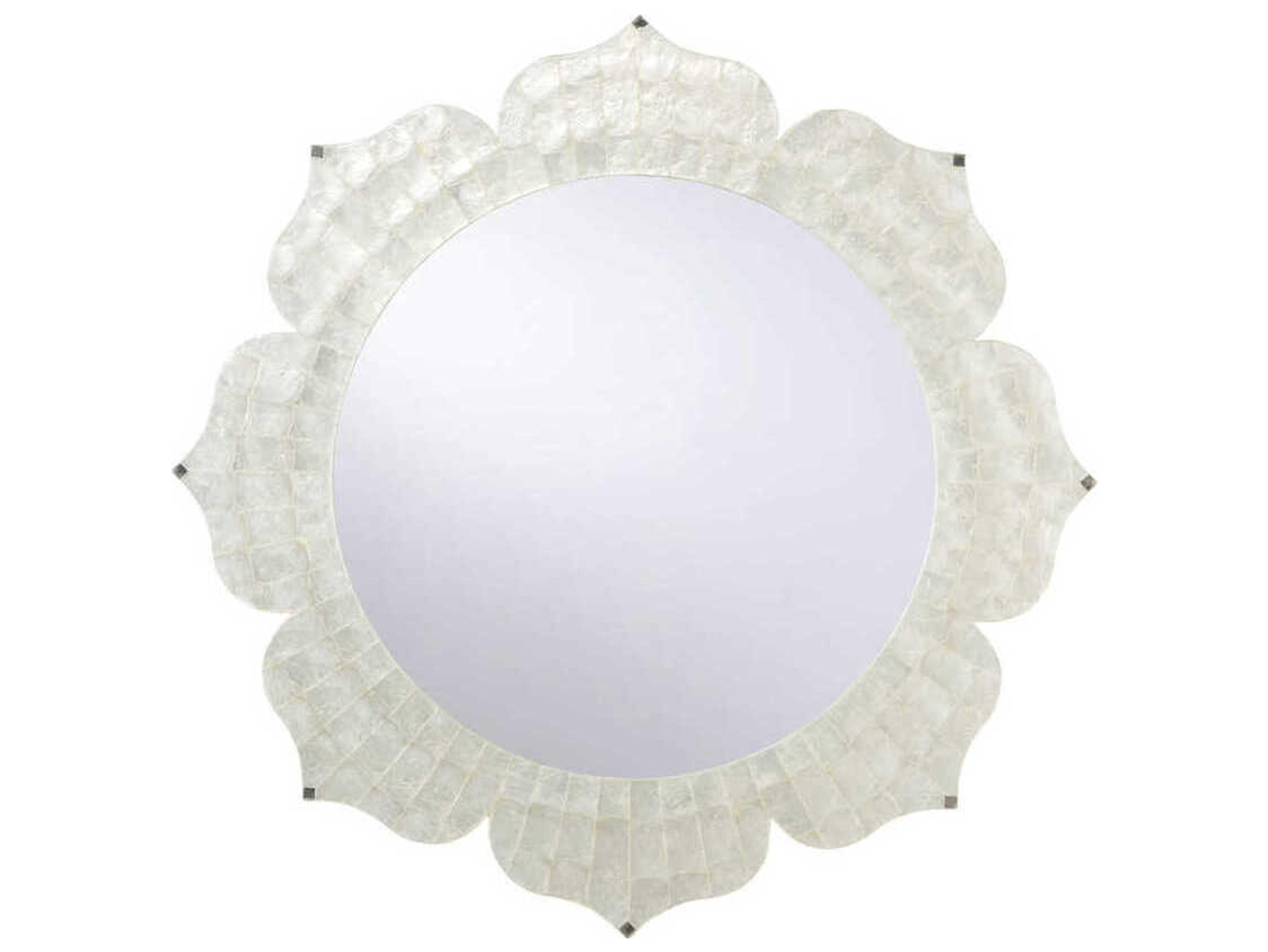 Chelsea House Lotus Flower Natural White Round Wall Mirror