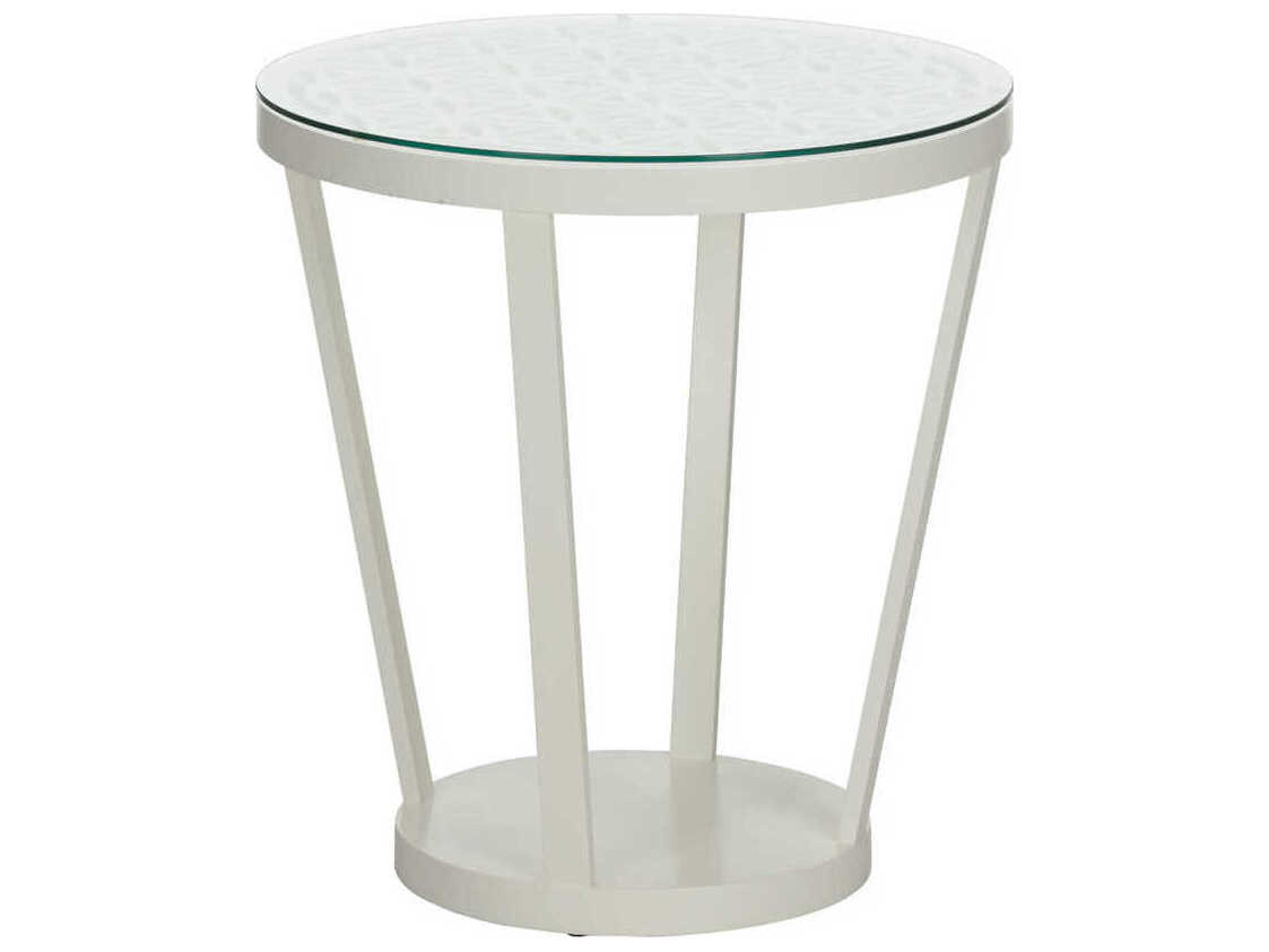 Chelsea House Flower of Life Round Glass White End Table