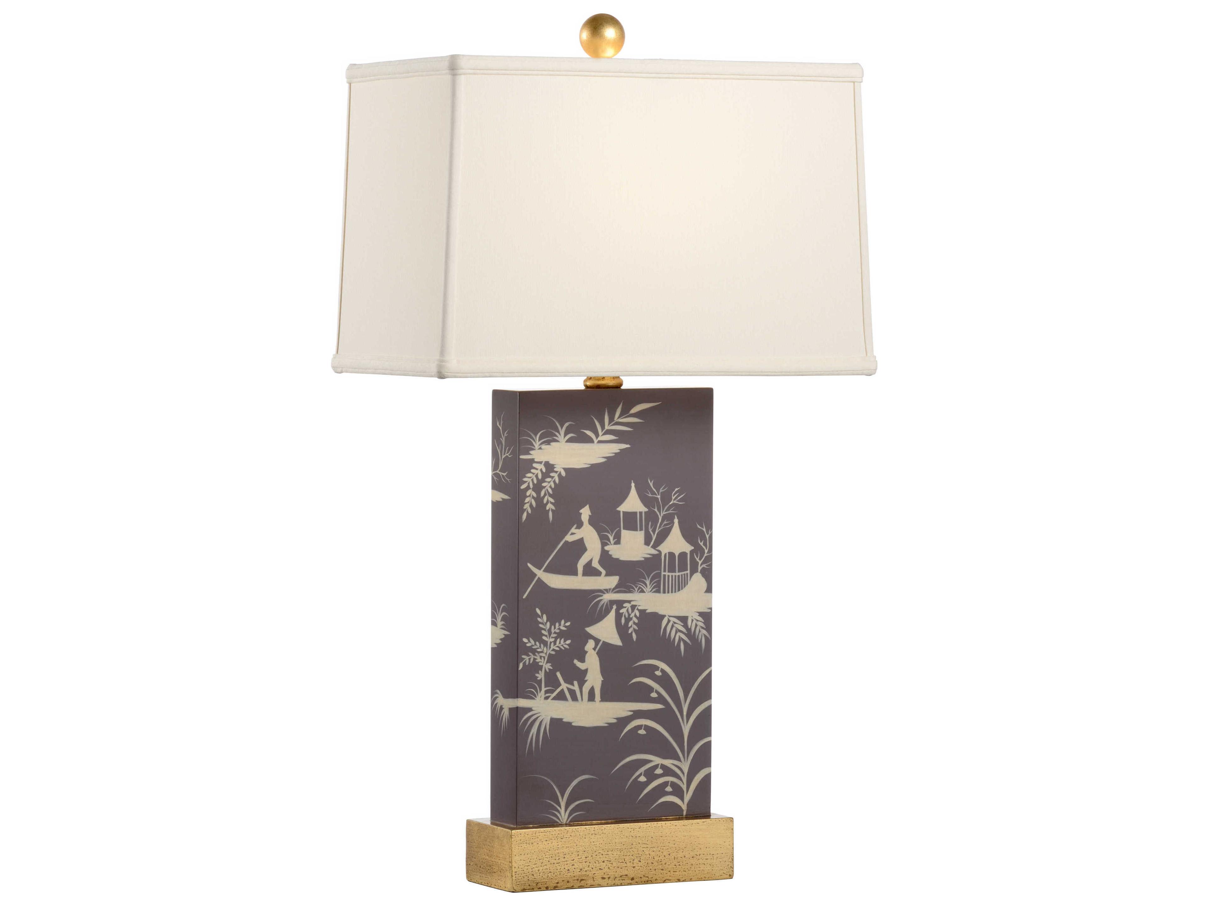 Chelsea House Pam Cain Chinoiserie Panel Purple White Table Lamp