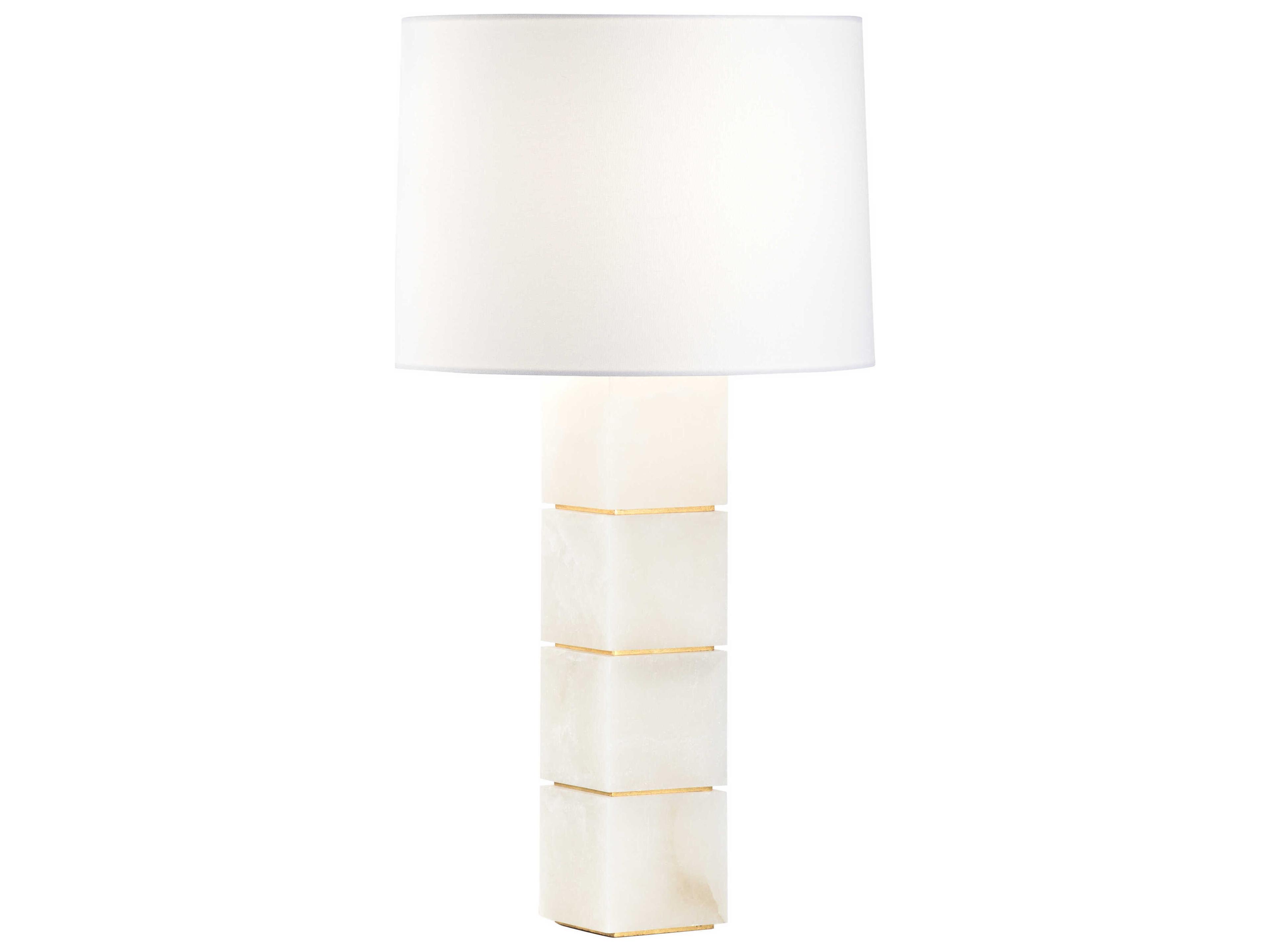 Chelsea House Elizabeth Wicker Stacked Alabaster Natural White antique Gold Leaf Table Lamp